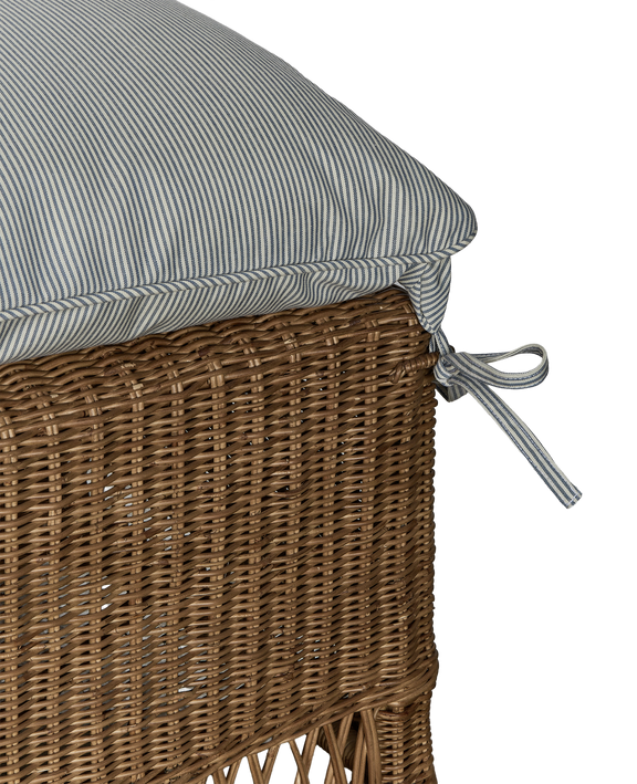 Boxwood Rattan Bench - Bayside Stripe