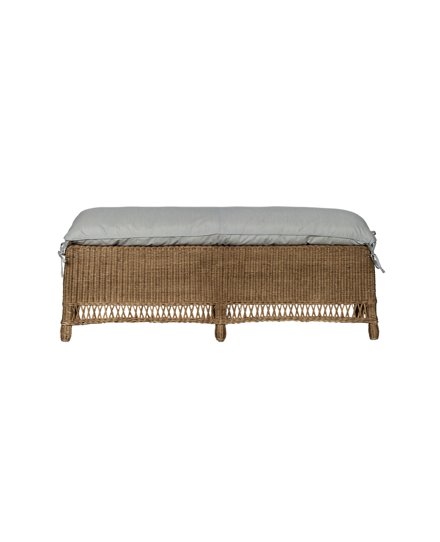 Boxwood Rattan Bench - Bayside Stripe