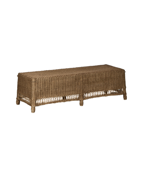Boxwood Rattan Bench - Bayside Stripe