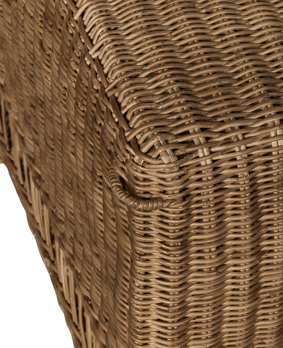 Boxwood Rattan Bench - Bayside Stripe