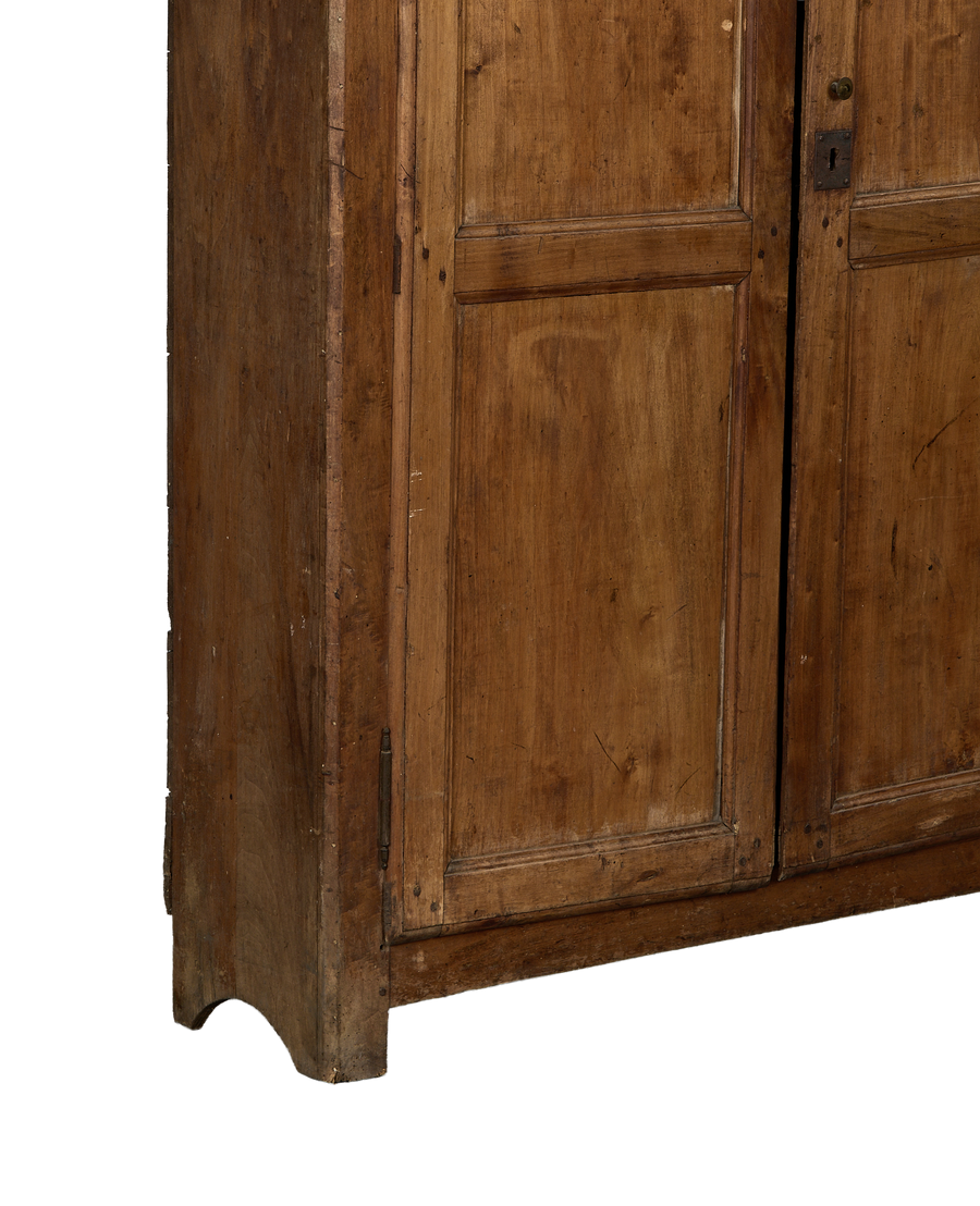 Distressed vintage oak Changing Room Cabinet, showing detailed side panel, door, and foot.