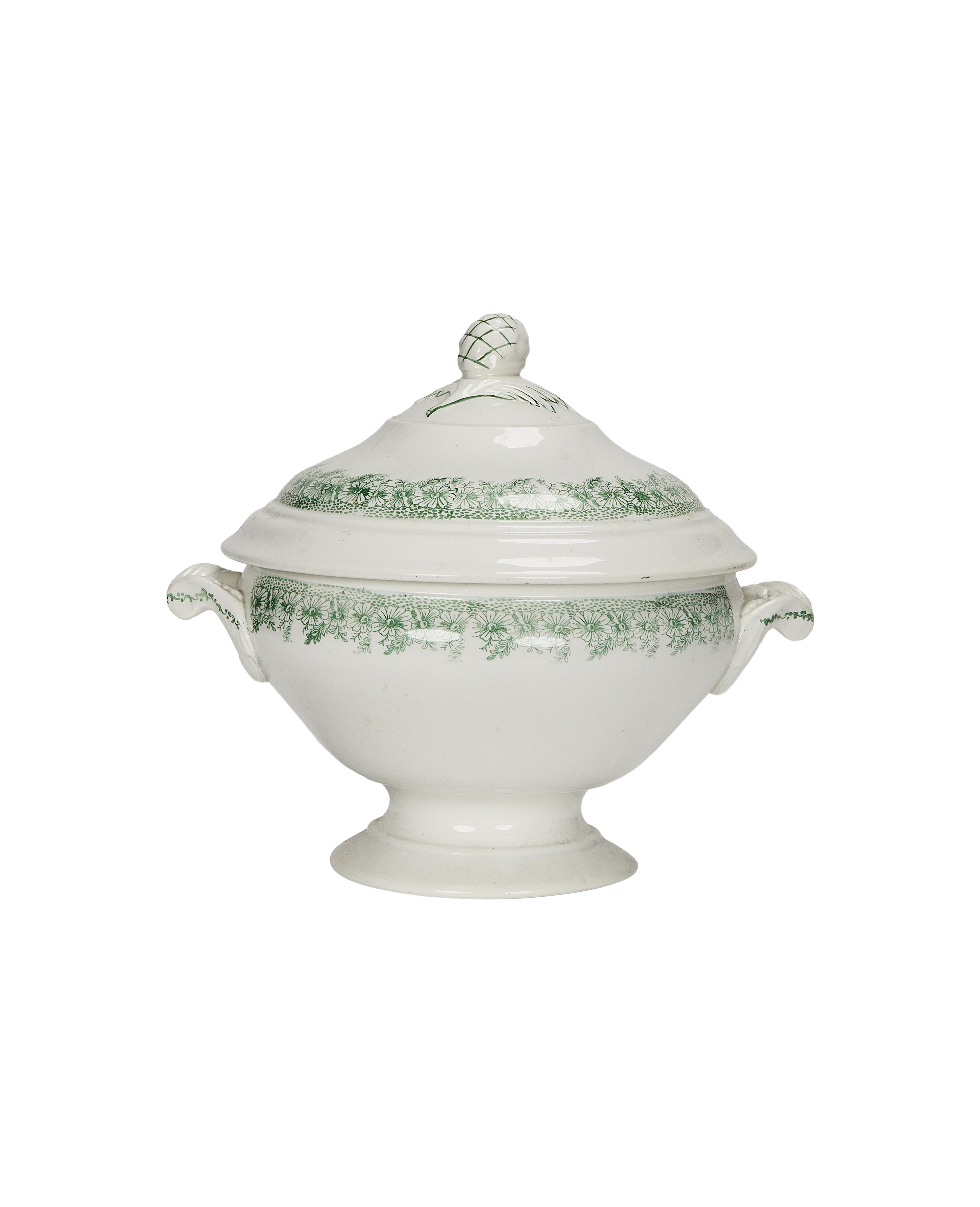 Green and white soup tureen