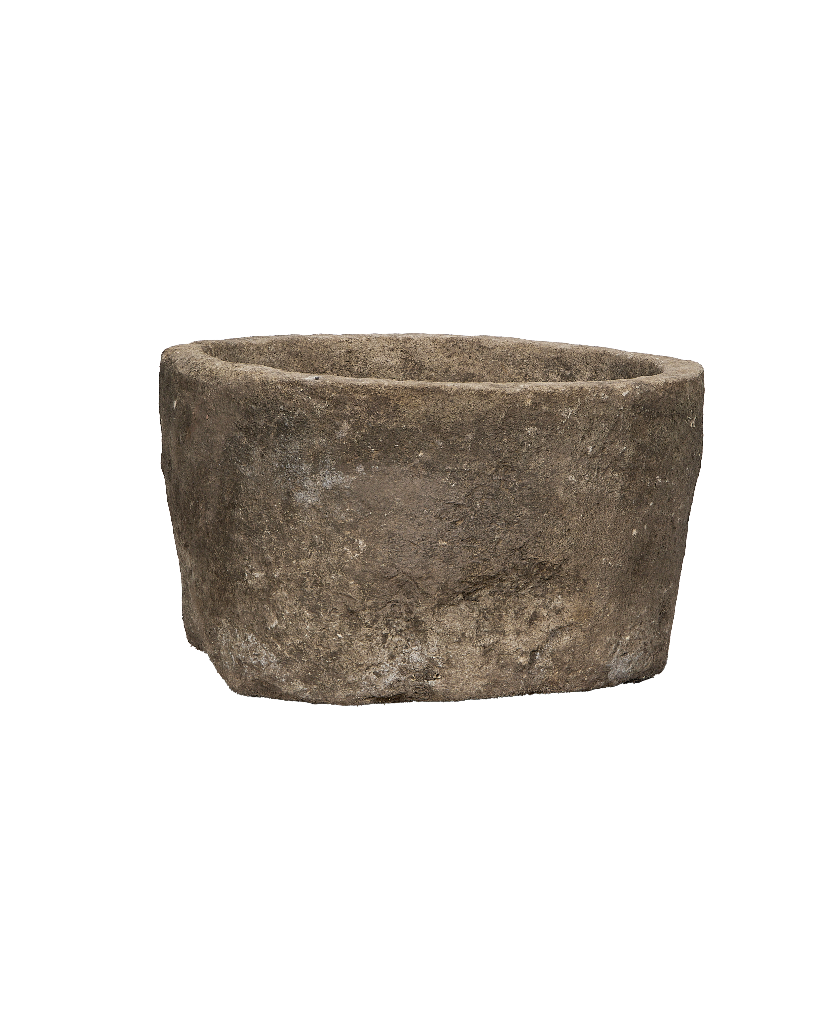 Vintage Limestone Trough, Indonesia, showing textured exterior, weathered condition, and raw OAK material details.