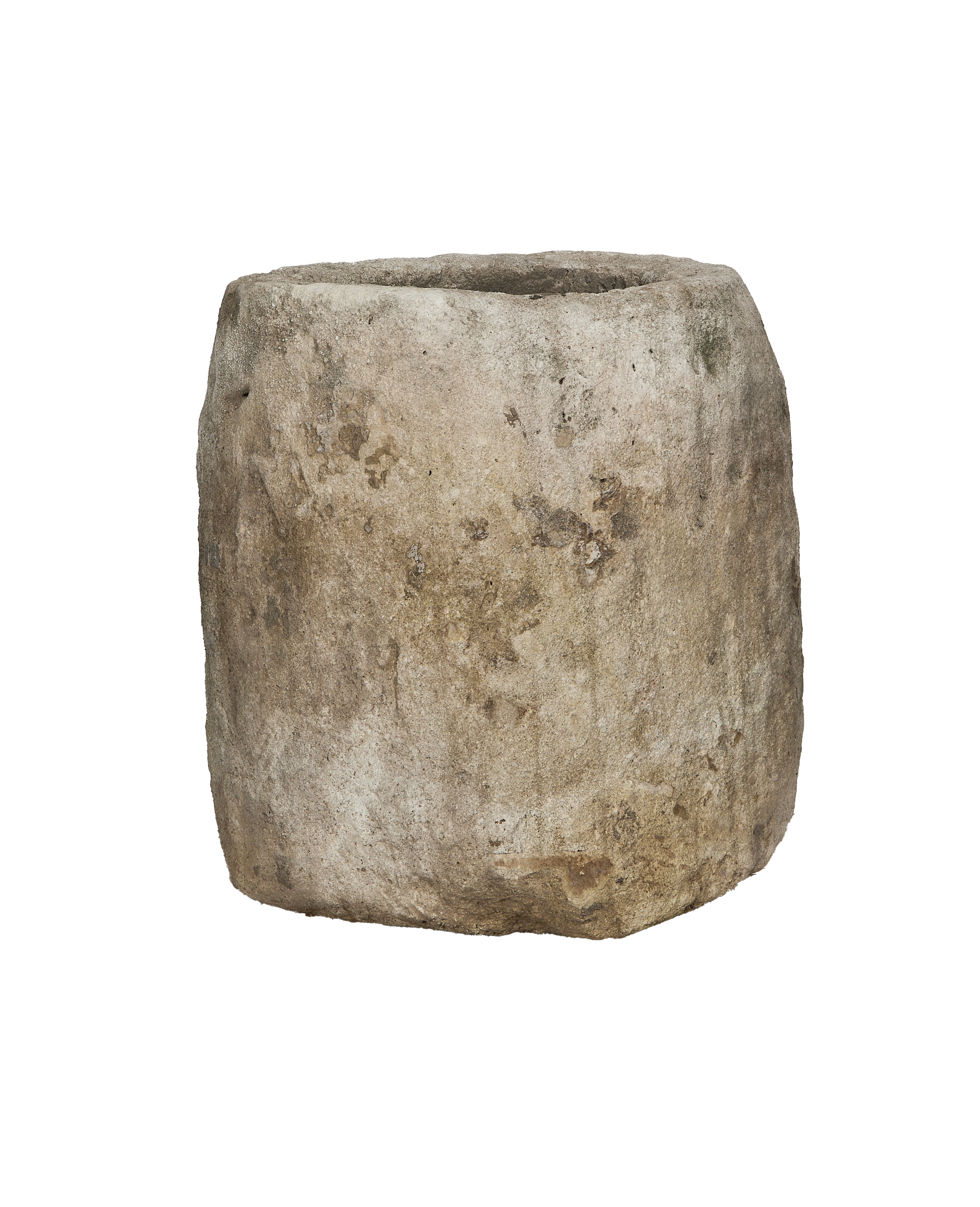 Vintage Indonesian oblong limestone trough with weathered natural surface texture.