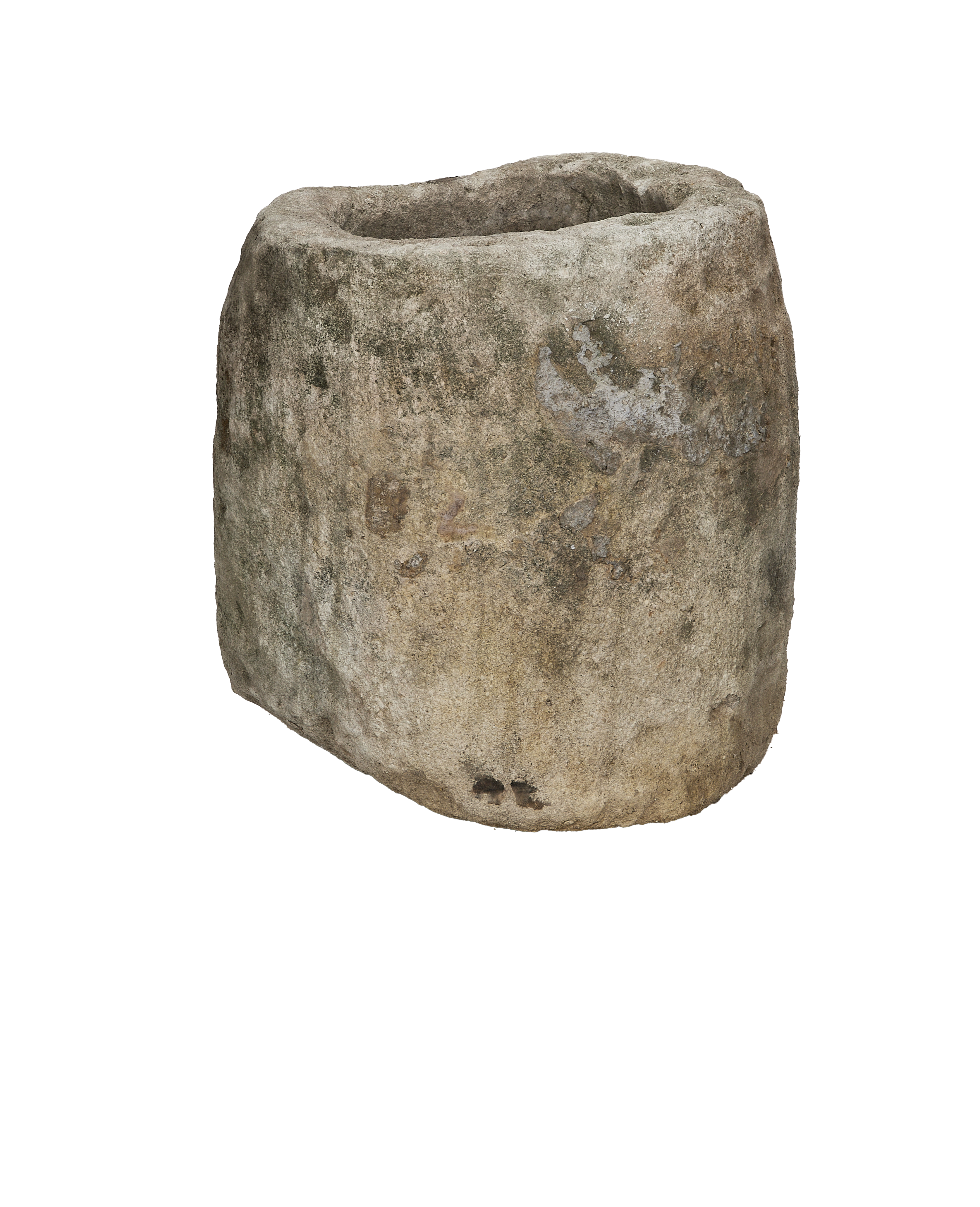 Vintage oblong Indonesian limestone trough, OAK, with textured, weathered surface and organic top edge.