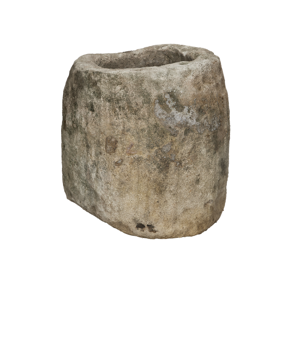 Vintage oblong Indonesian limestone trough, OAK, with textured, weathered surface and organic top edge.