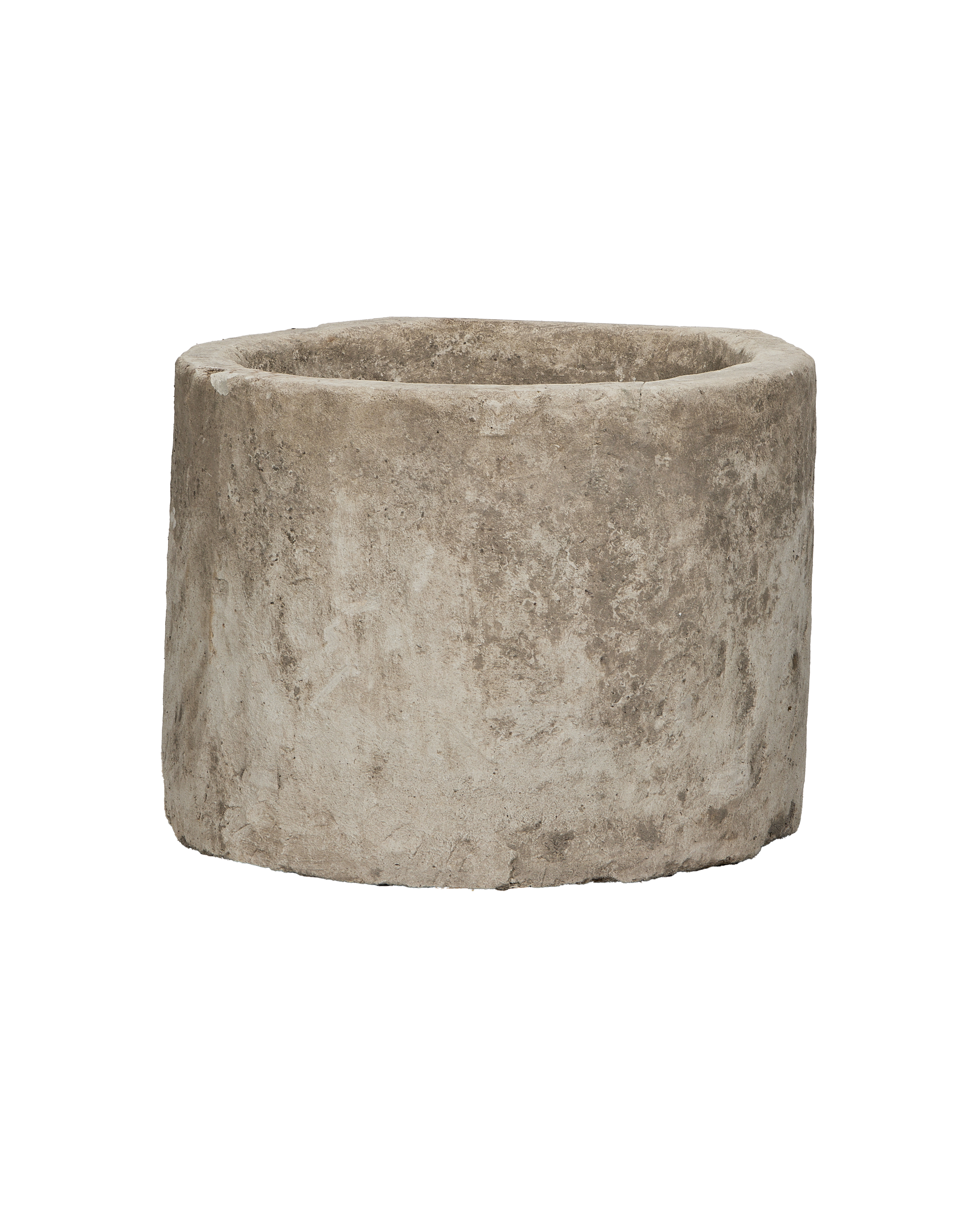 Vintage round limestone trough, Indonesia, showing rough, weathered exterior texture.