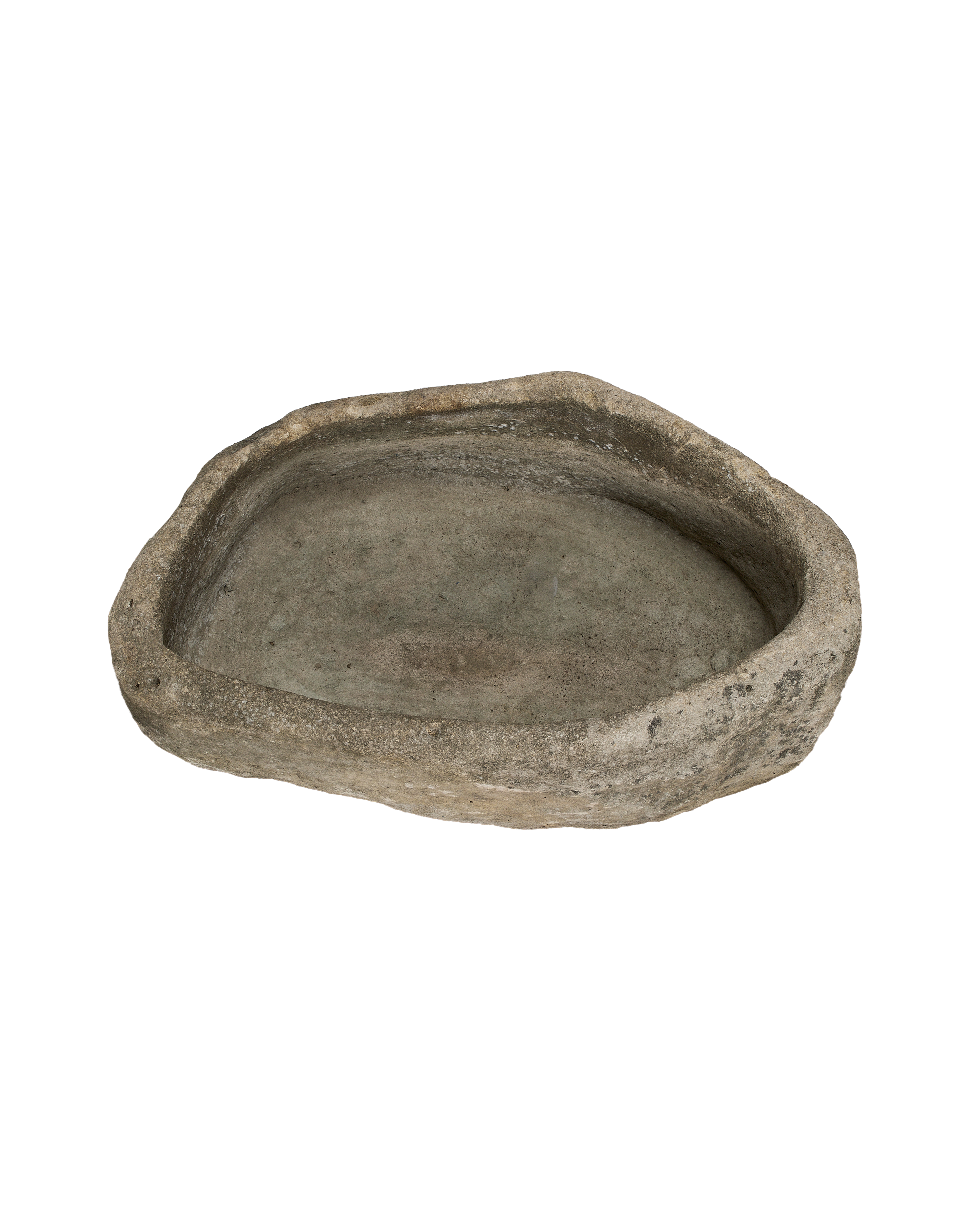 Vintage oblong Indonesian limestone trough, OAK, with textured interior and weathered edges.