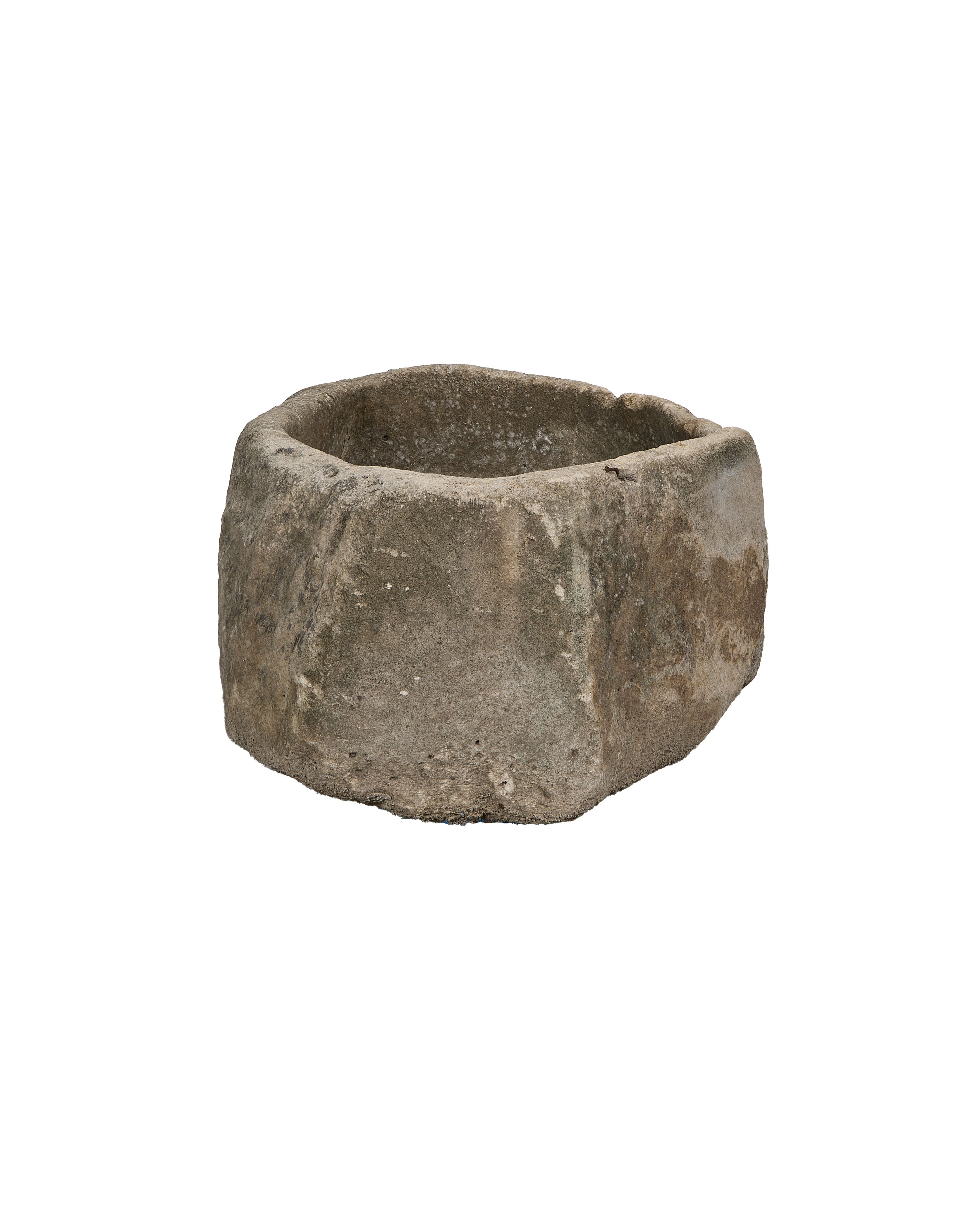 Vintage oblong Indonesian limestone trough, showing weathered texture from above.