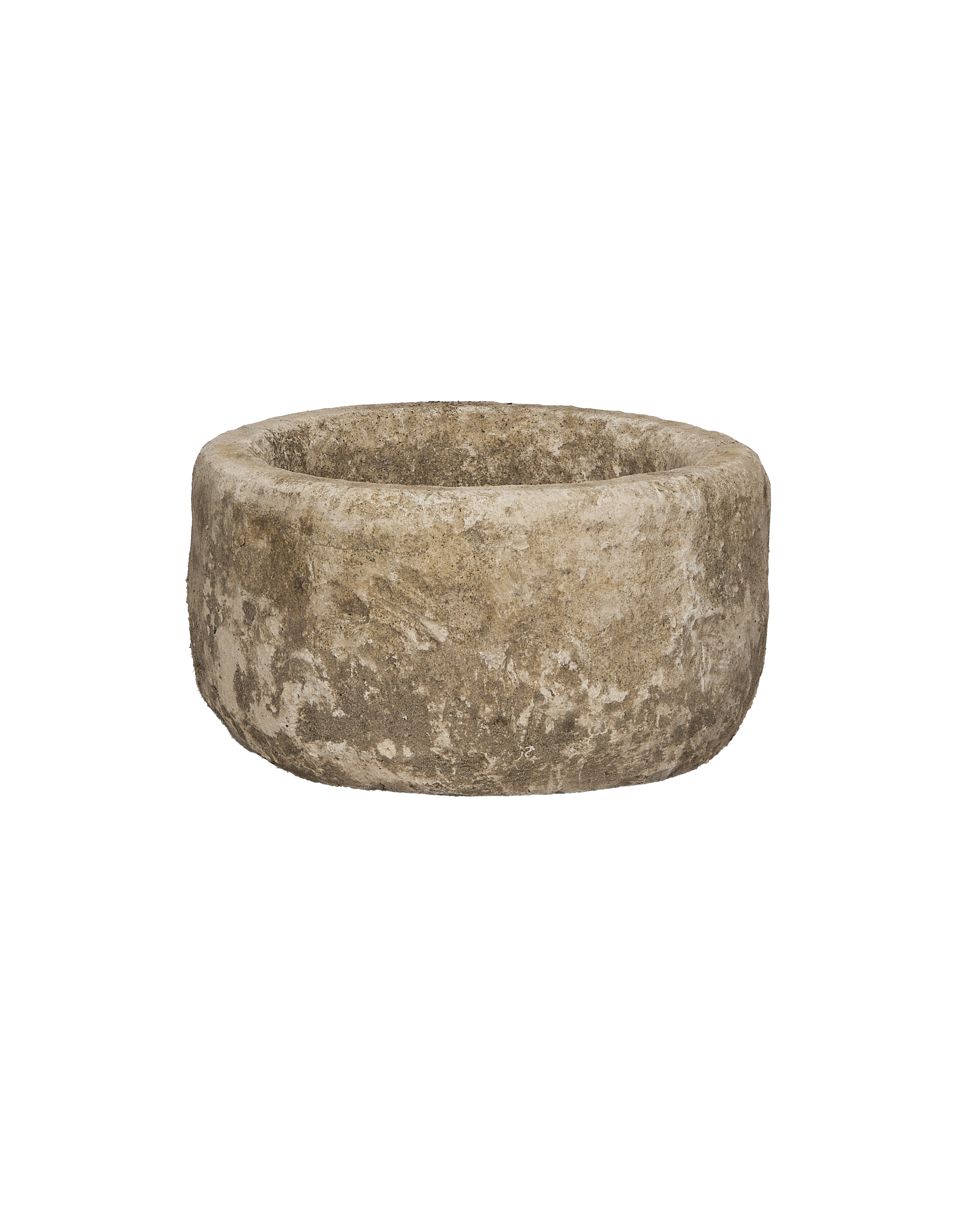 Vintage round limestone trough, aged condition, weathered texture, from Indonesia.