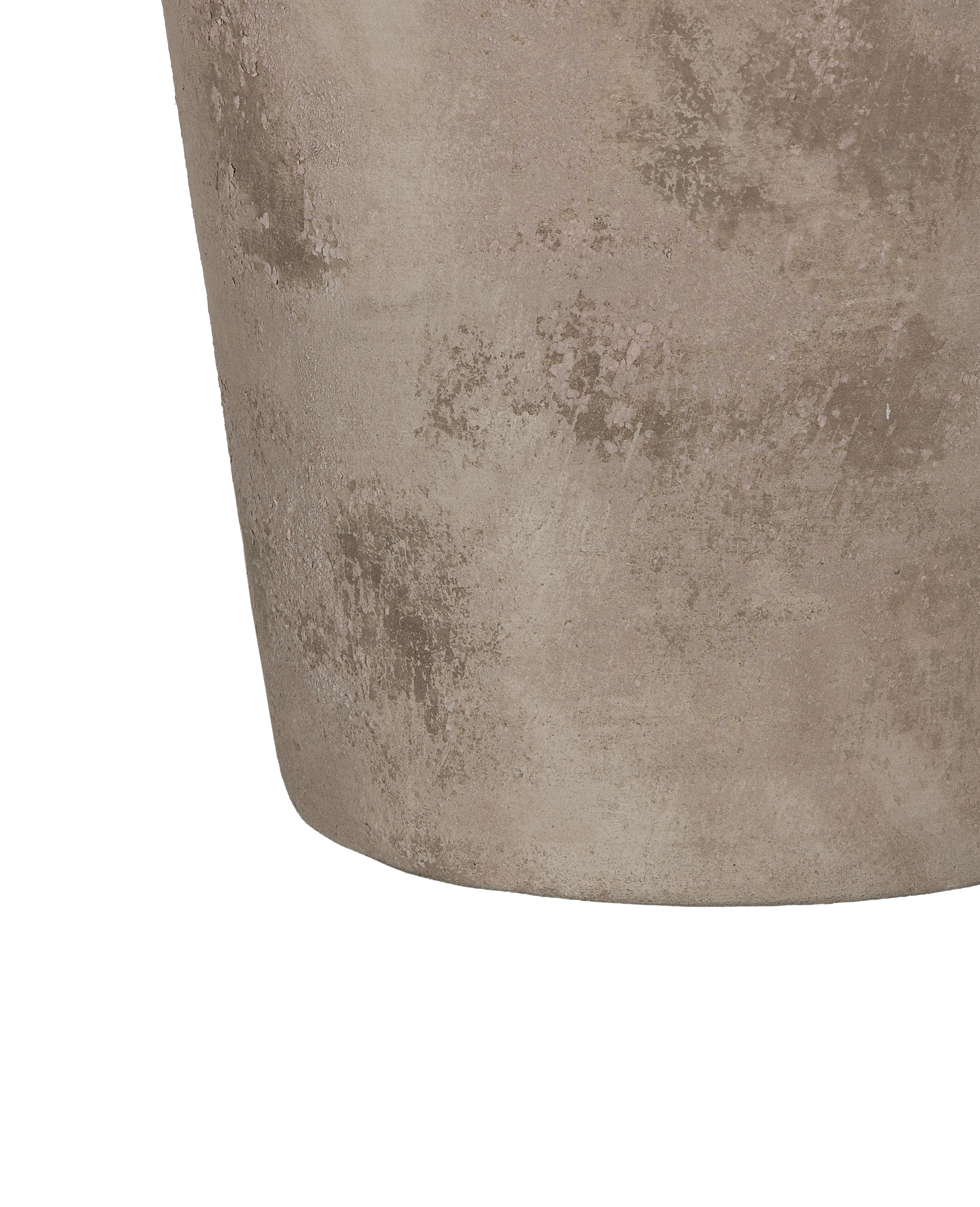 Close-up of the Entwine pot's textured concrete surface, showing distressed and uneven finish.