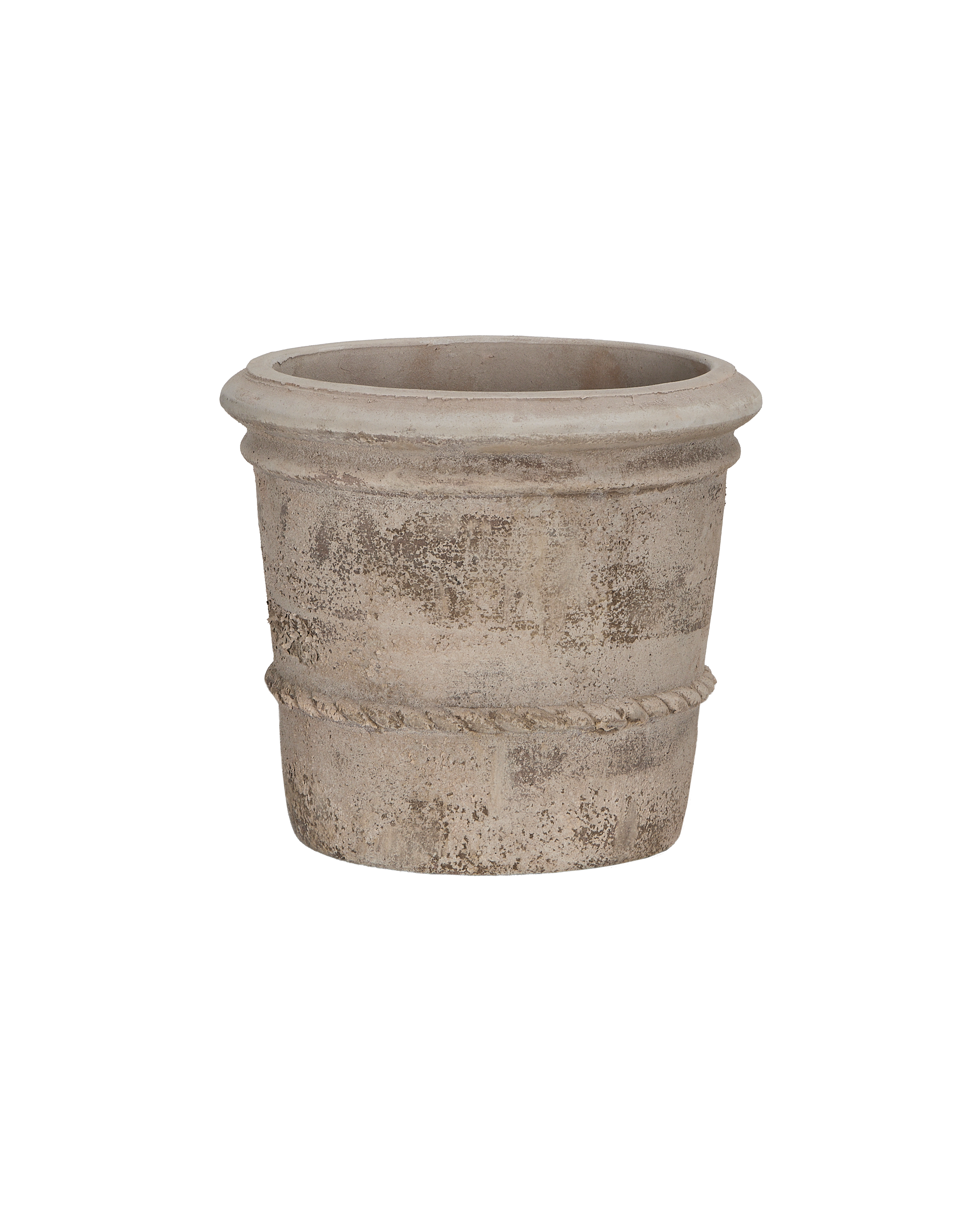 Cordelia Pot, detailed textured bulk planter, featuring a distinct rope design band.