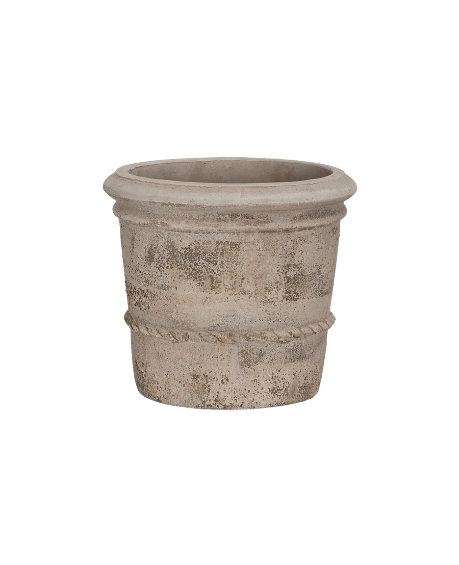 Cordelia Pot, detailed textured bulk planter, featuring a distinct rope design band.