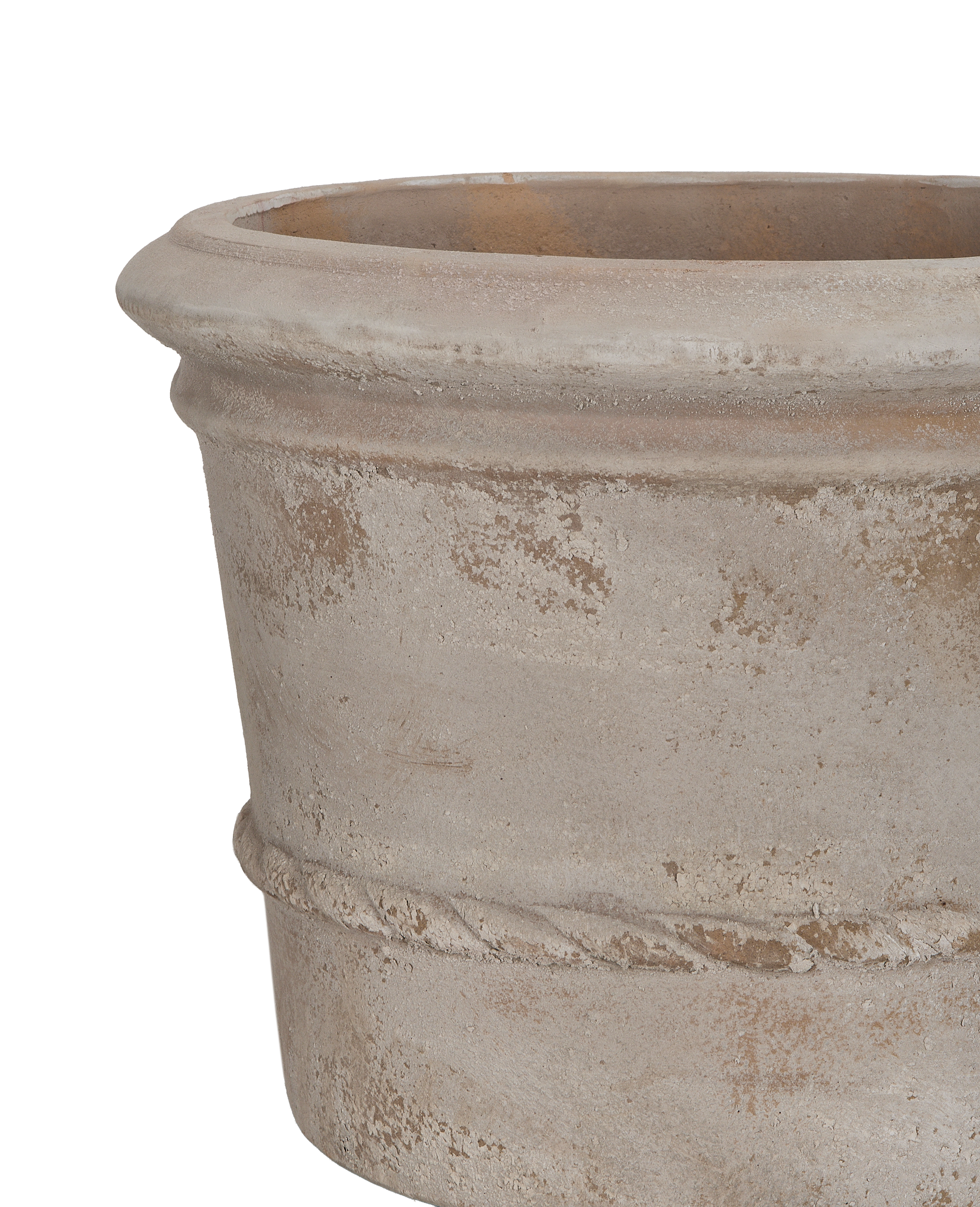 Cordelia Pot, detailed view of the textured rim and intricate rope-like band.