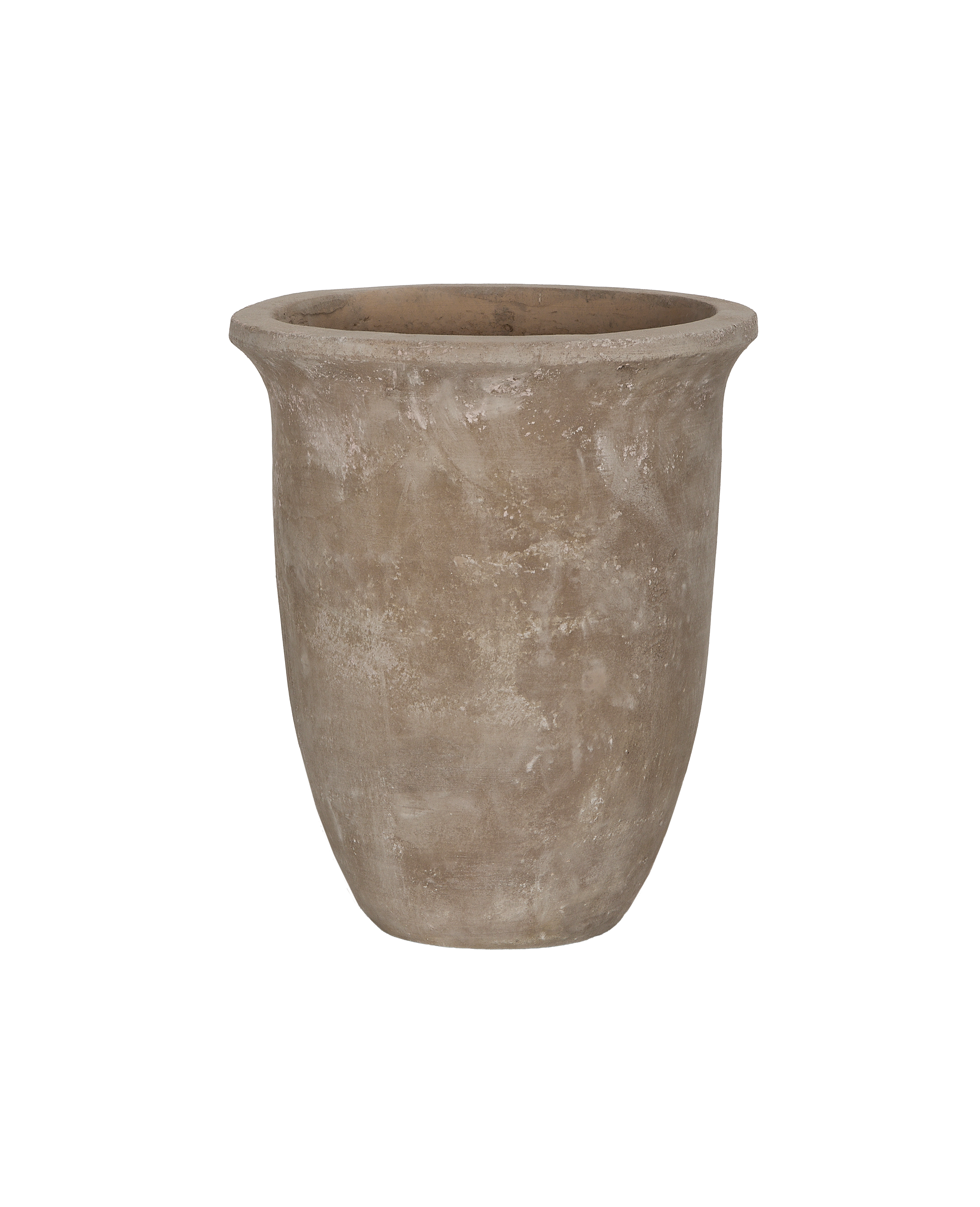 Vesper Pot, designed vintage earthenware from Vietnam, full side view, natural texture.