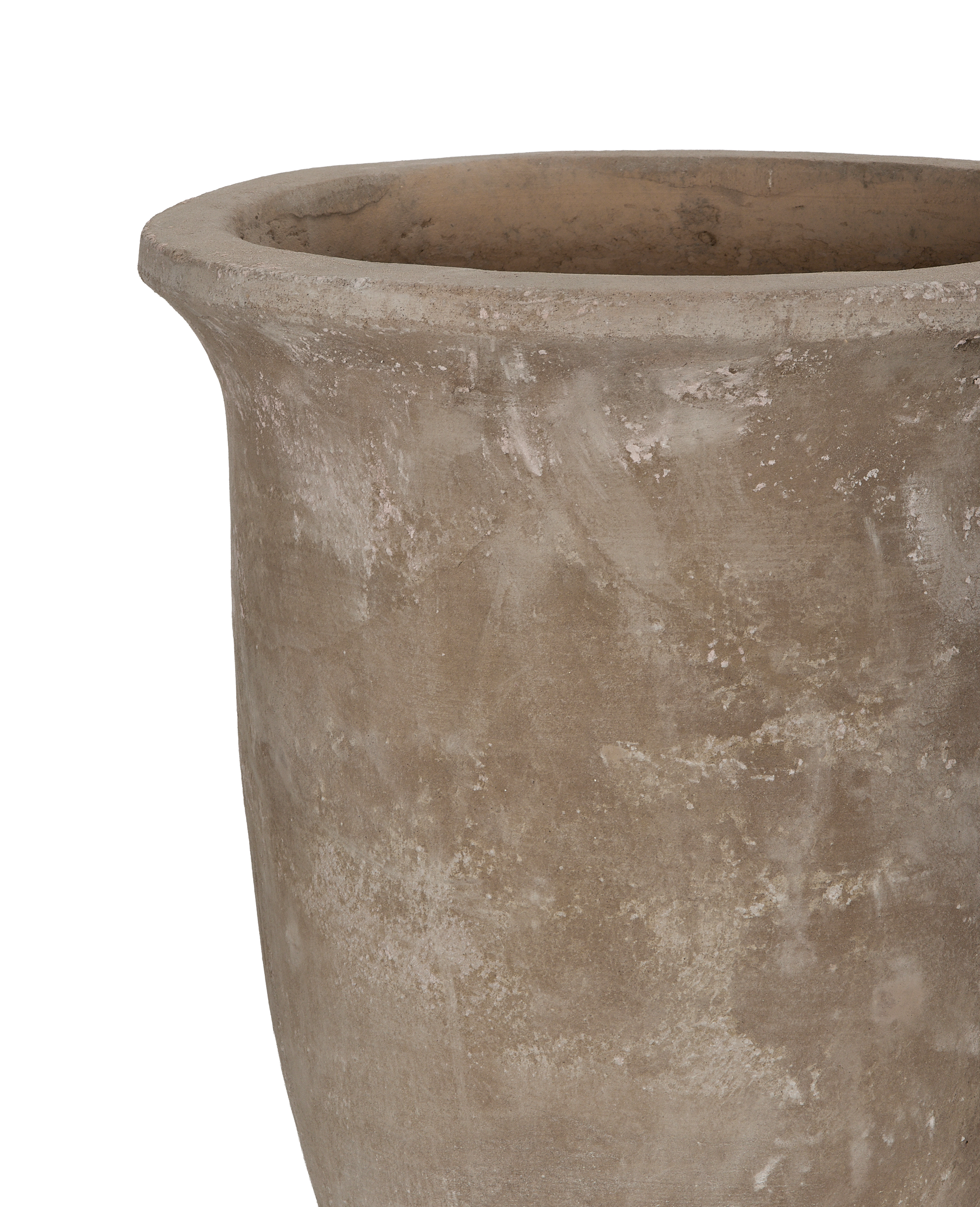 Rustic Vesper pot close-up showing weathered texture and curved rim detail.