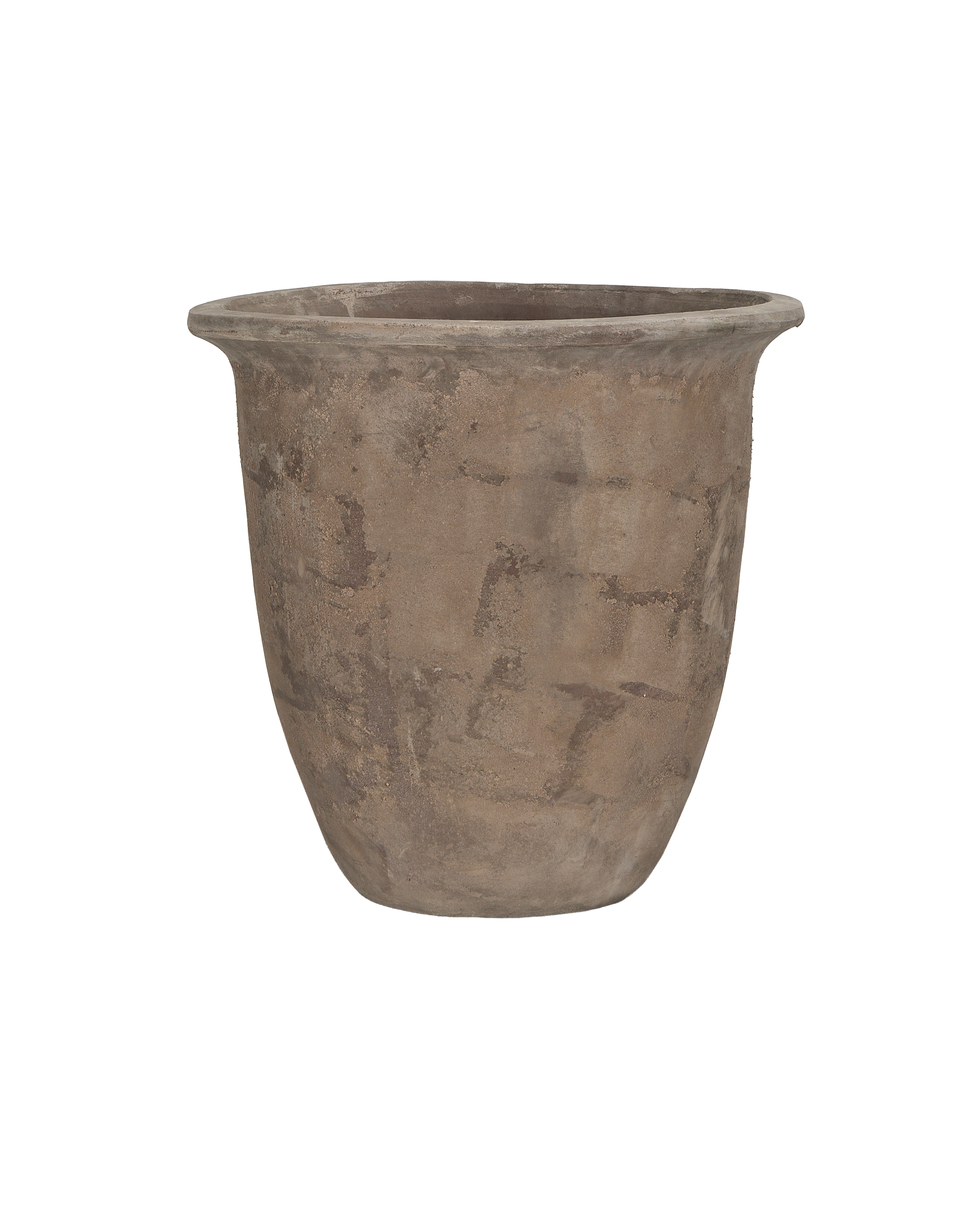 Vietnamese Vesper pot, aged terracotta, rustic texture, curved rim, from Vietnam, designed.