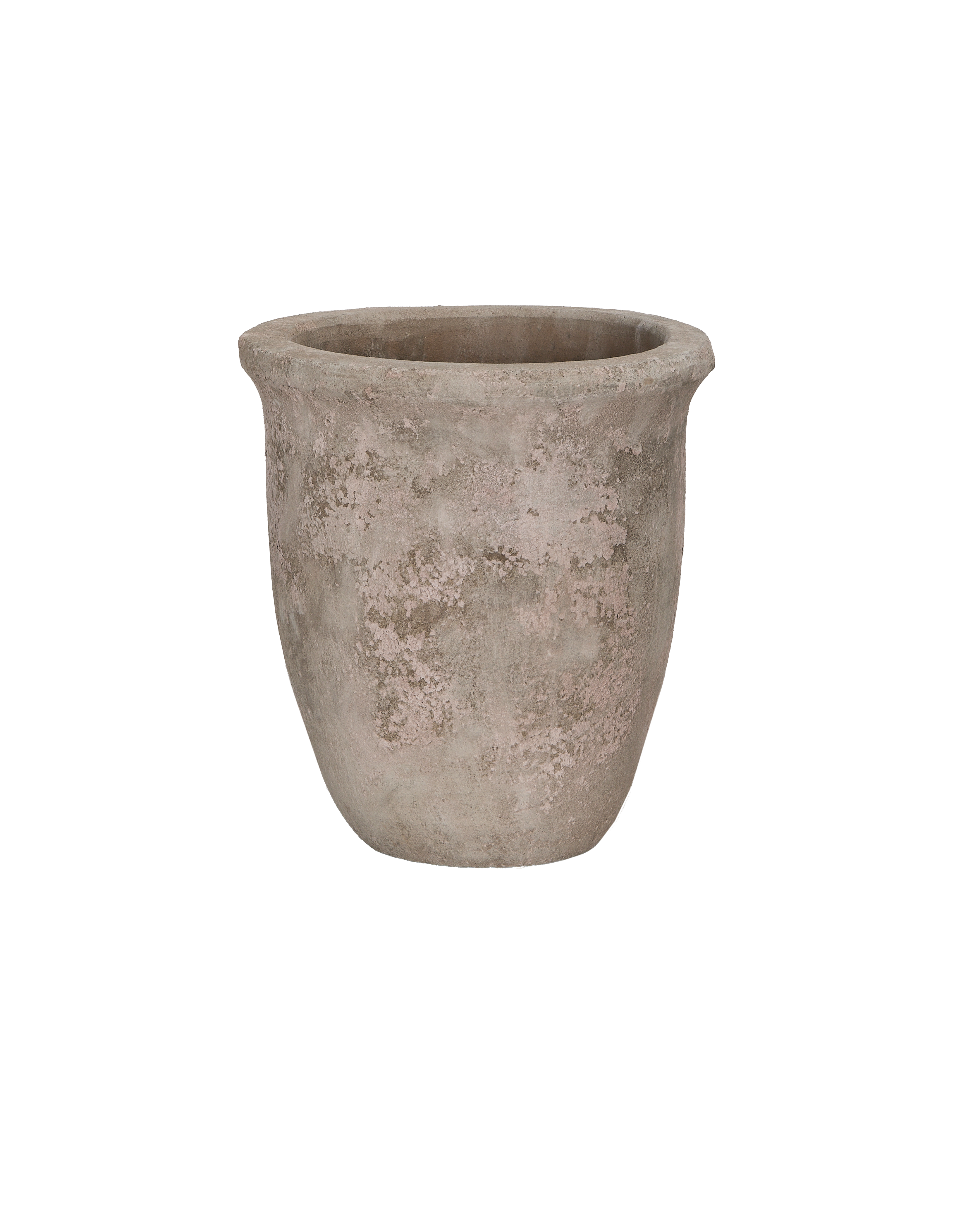 Vesper pot showing textured vintage concrete finish with subtle pinkish patina.