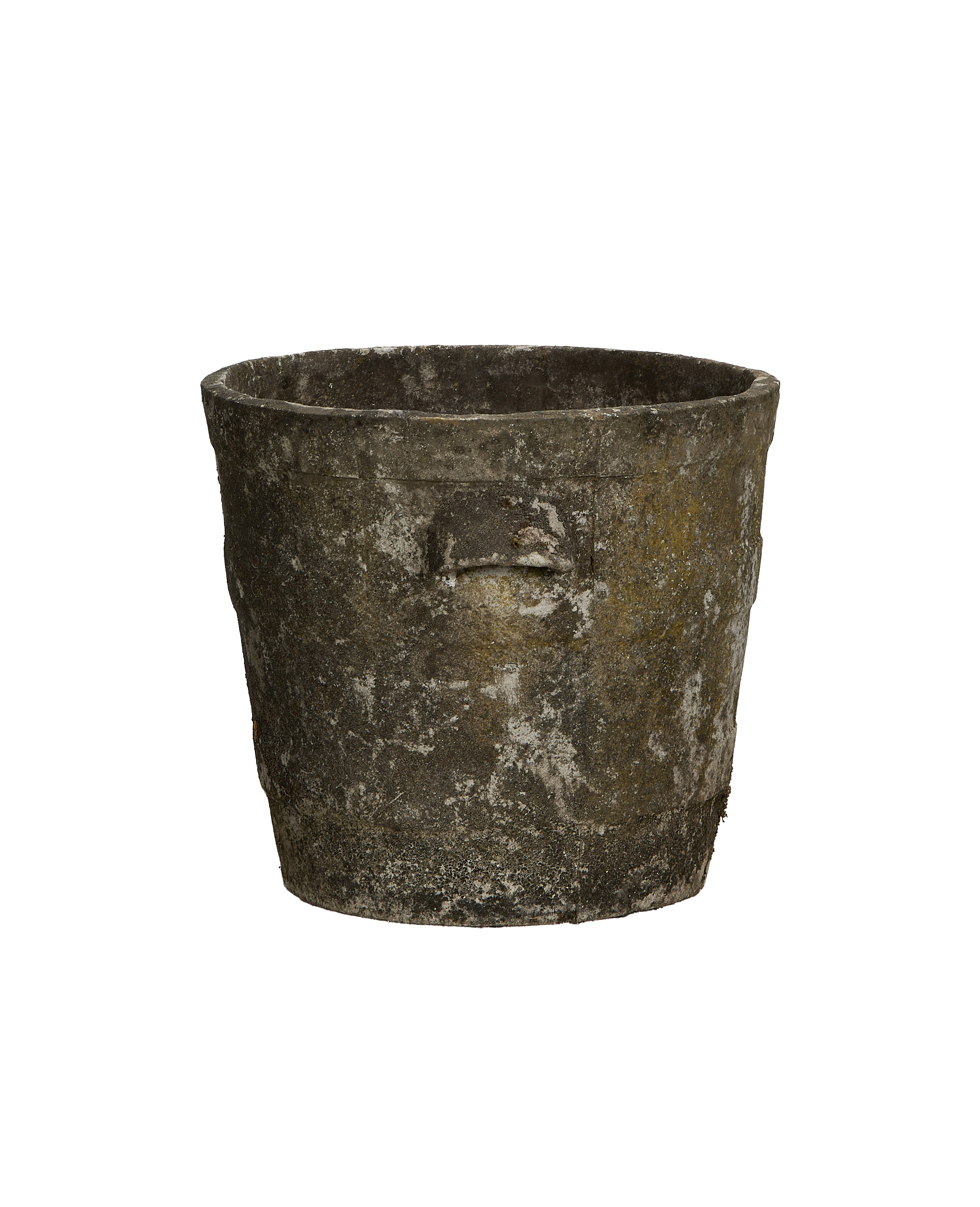 Vintage Willy Guhl concrete planter, basket weave texture with weathered patina.