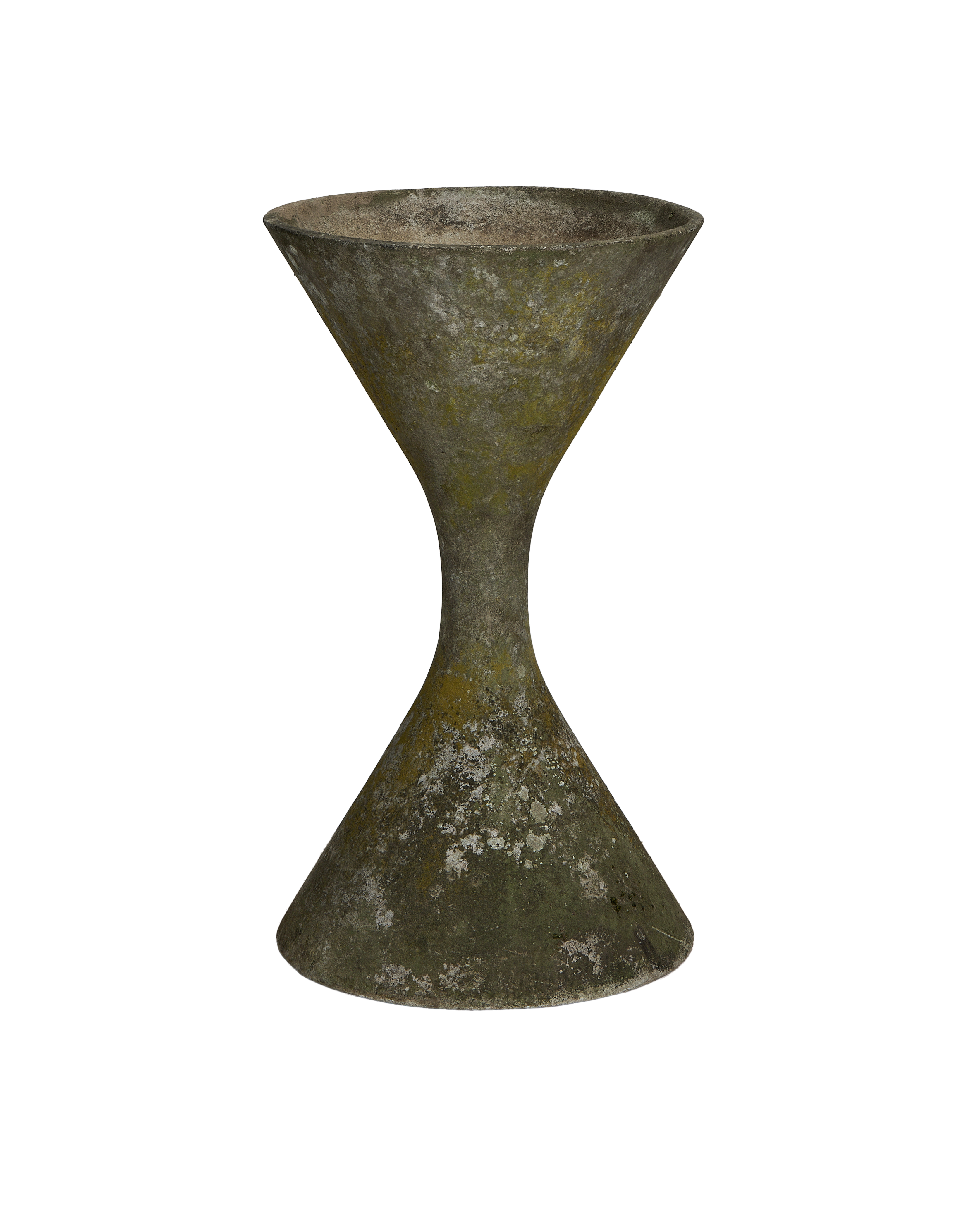 Vintage Willy Guhl Planter, Diablo fiber cement, hourglass shape with weathered patina.
