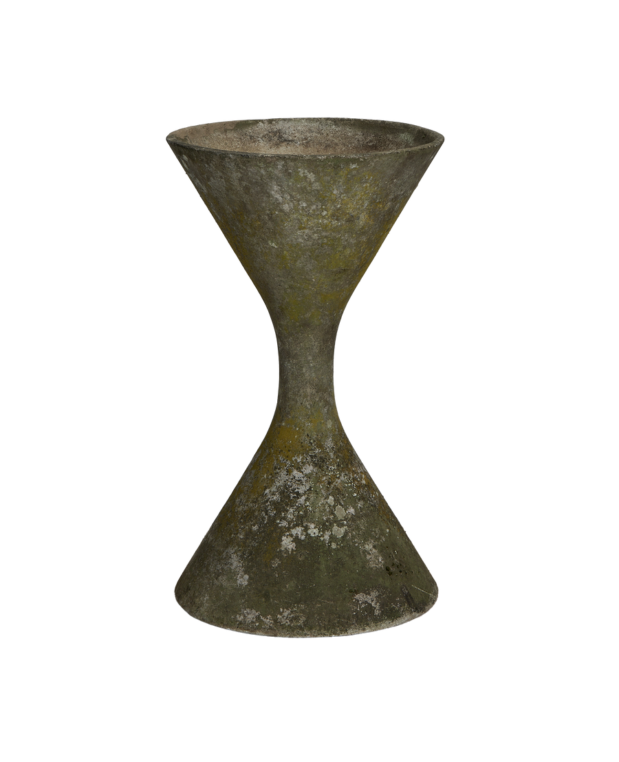 Vintage Willy Guhl Planter, Diablo fiber cement, hourglass shape with weathered patina.