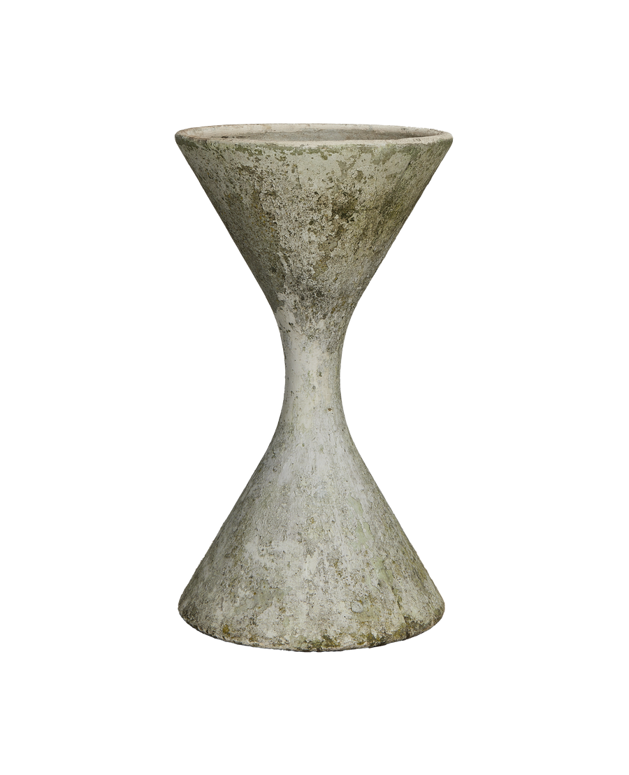 Diablo Willy Guhl planter, vintage OAK fiber cement, full hourglass shape, Swiss design.