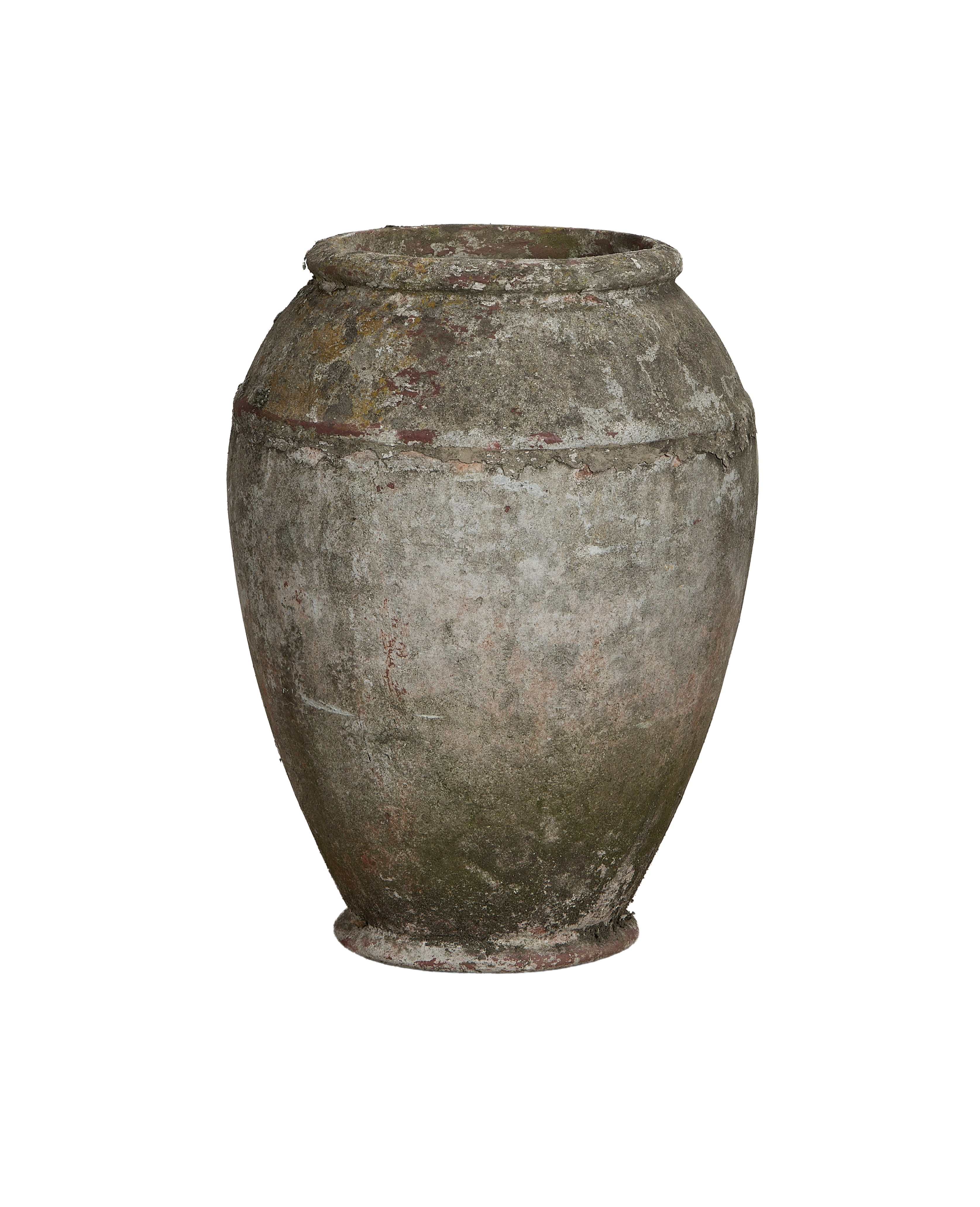 Vintage Willy Guhl jardiniere, aged concrete planter, showing top rim detail.