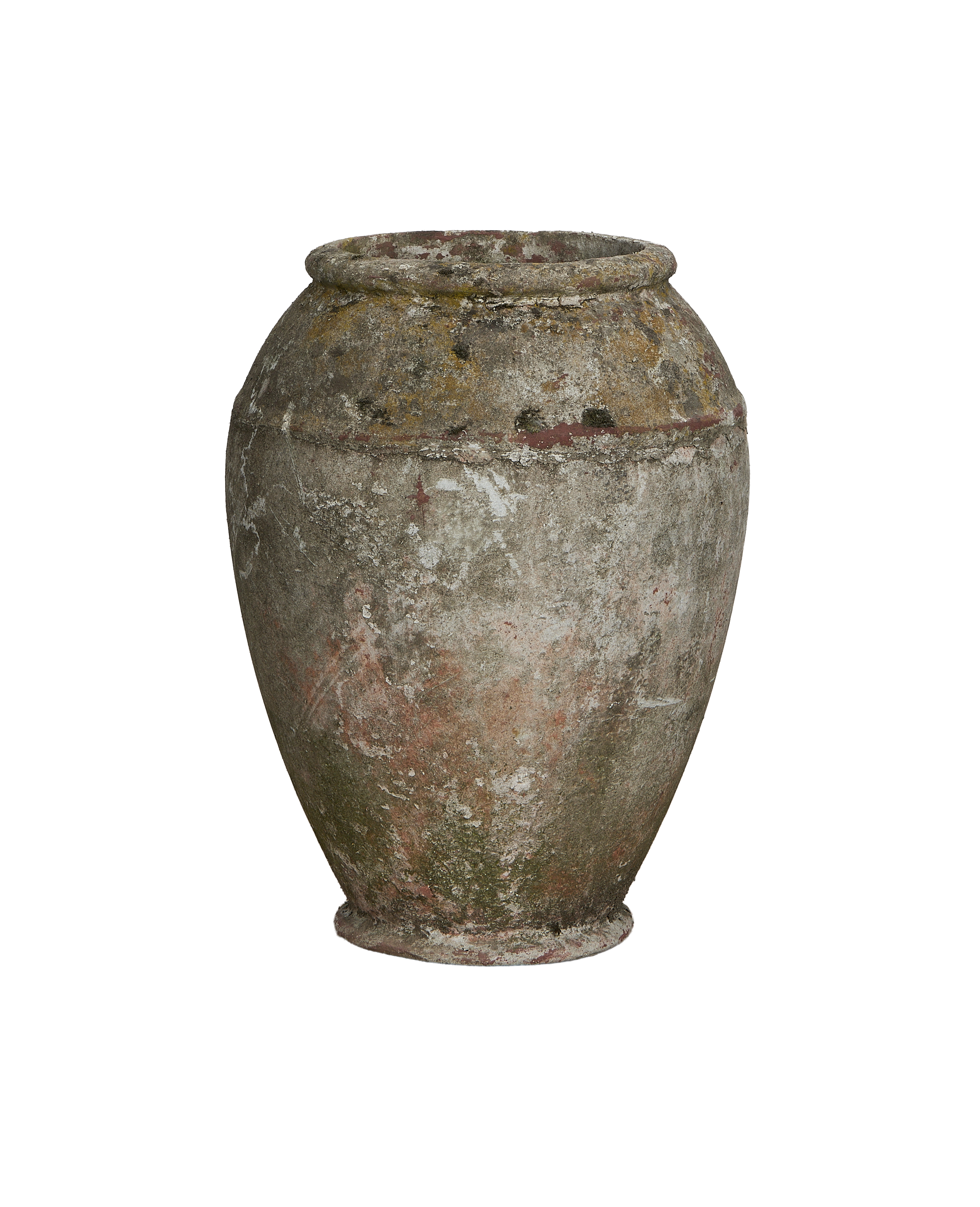 Vintage Willy Guhl Swiss OAK jardiniere planter with weathered patina and moss.