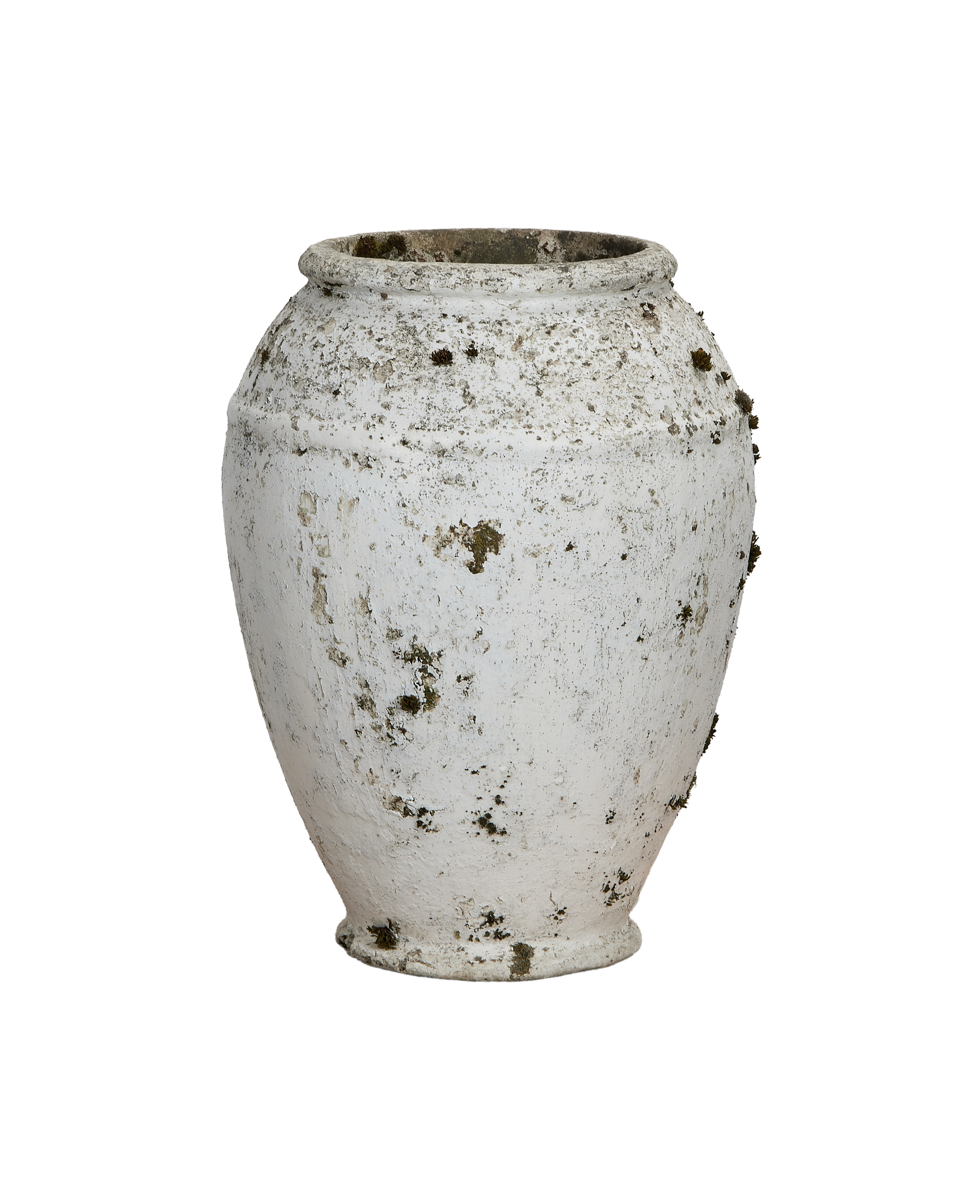 Vintage Willy Guhl conical planter, white patinated cement oak jardiniere, Swiss design.