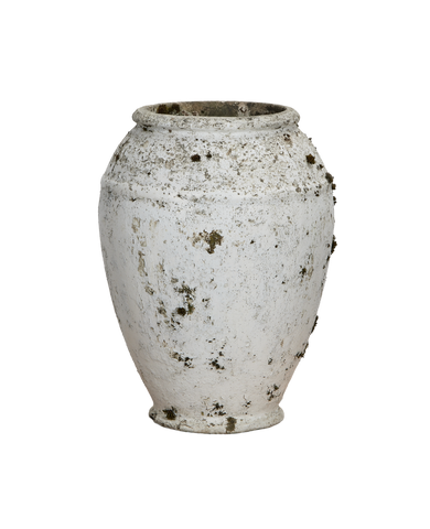 Vintage Willy Guhl conical planter, white patinated cement oak jardiniere, Swiss design.