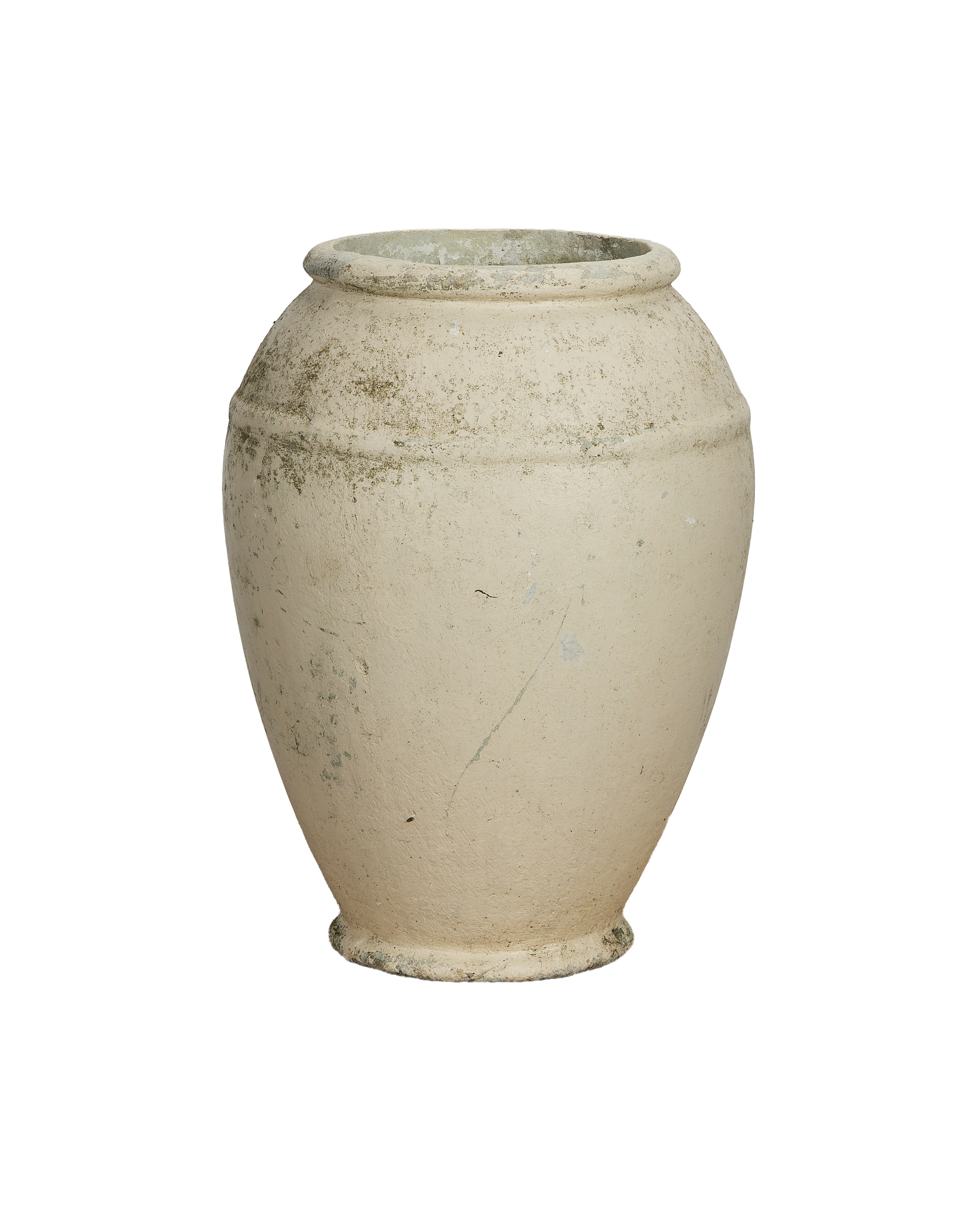 Vintage Willy Guhl jardiniere: light-colored OAK planter, showing weathered texture and unique subtle ring detail.