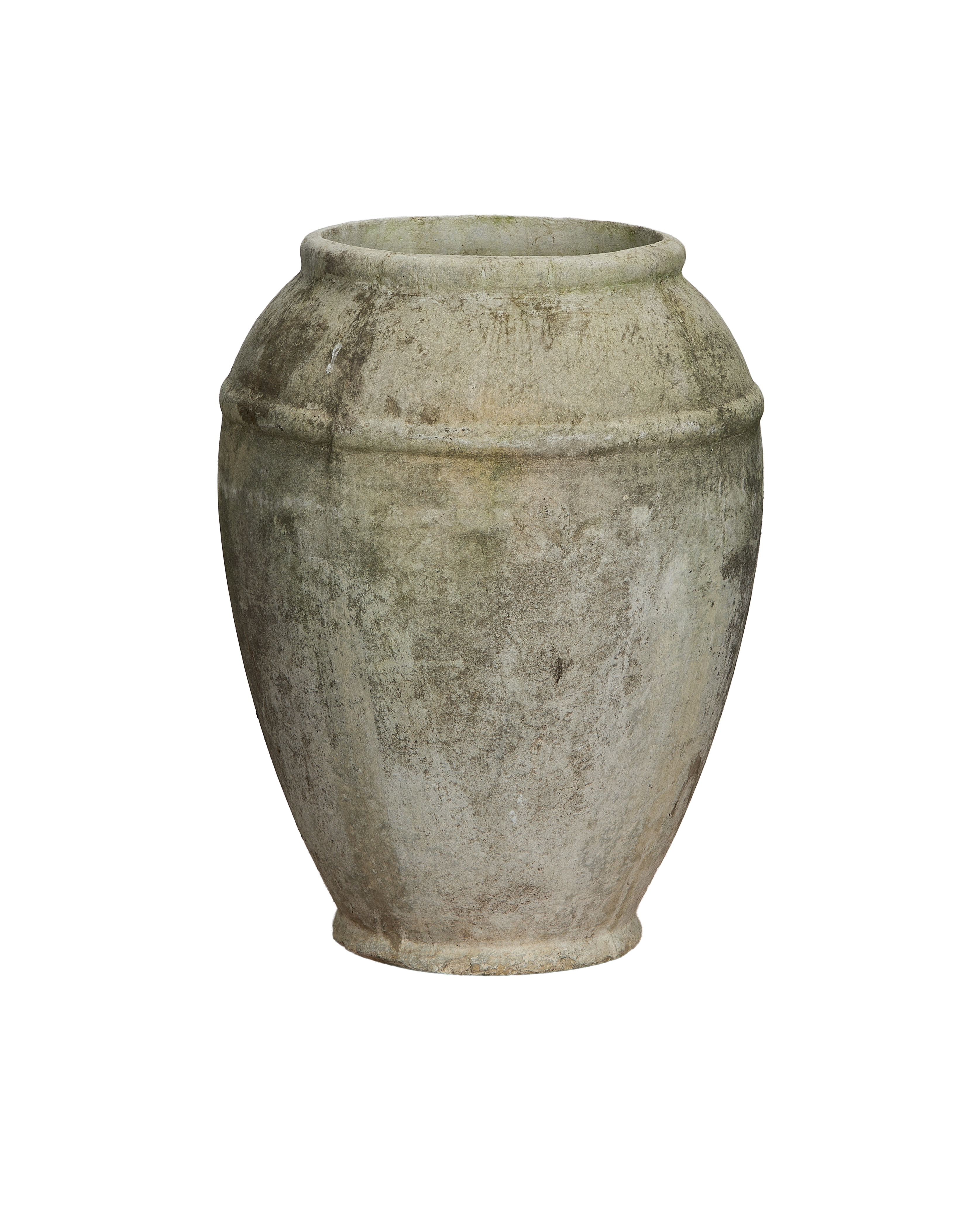 Vintage Willy Guhl conical fiber cement jardiniere or planter with distressed surface, from Switzerland.