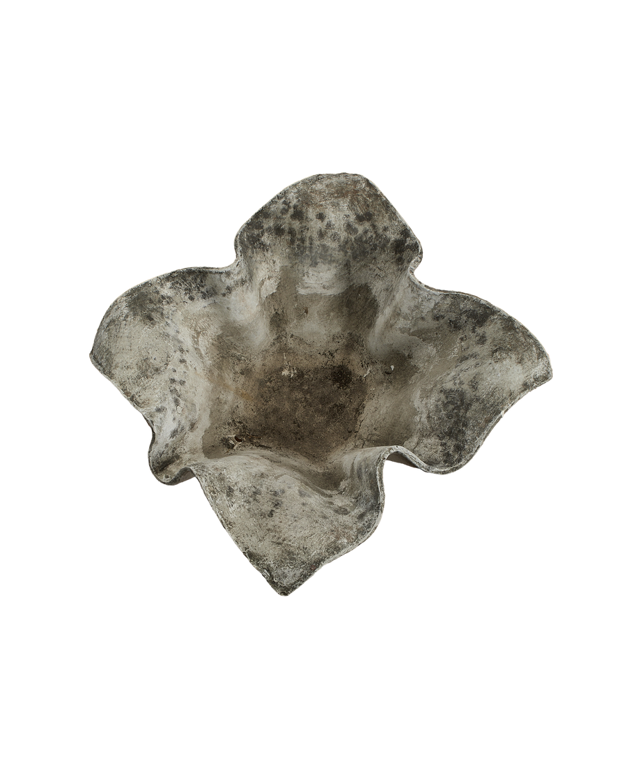 Willy Guhl concrete planter, Elephant model, top-down view showing vintage patina.