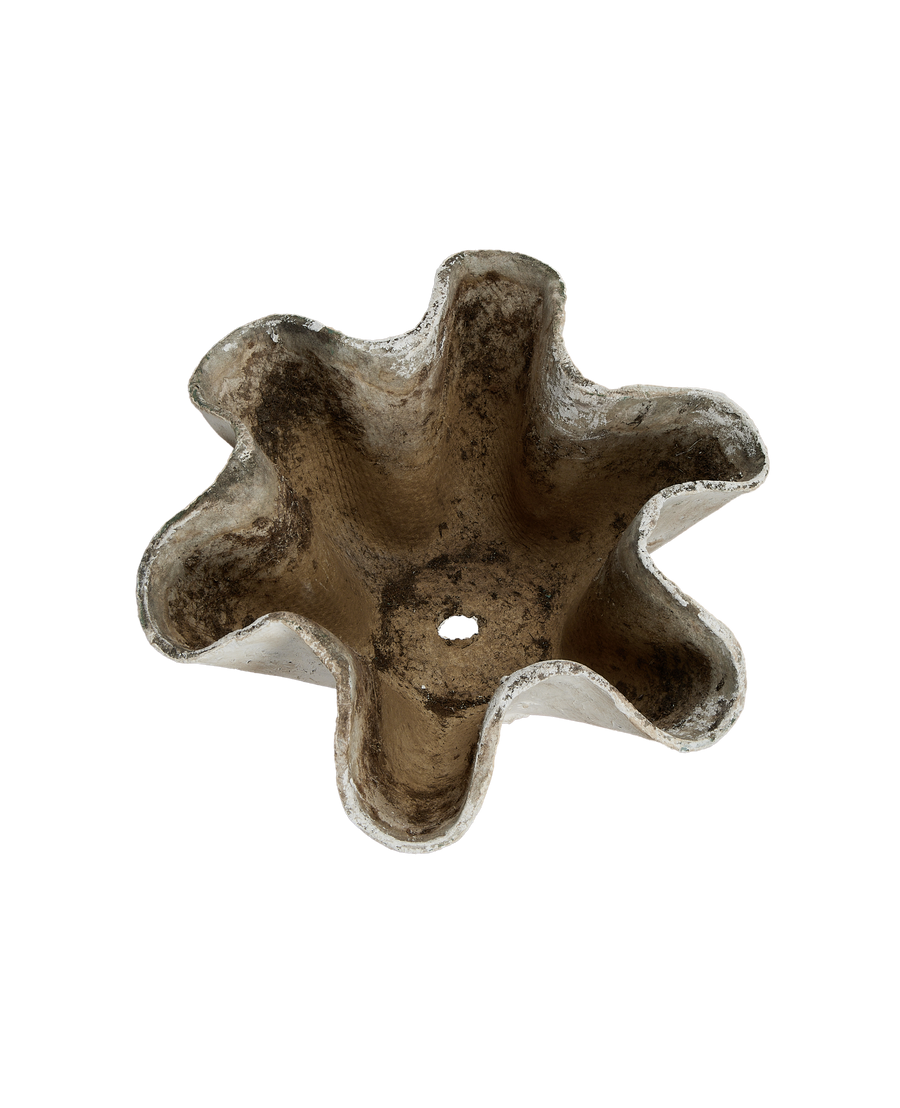 Willy Guhl planter, top-down view showing six organic lobes and central drainage hole.