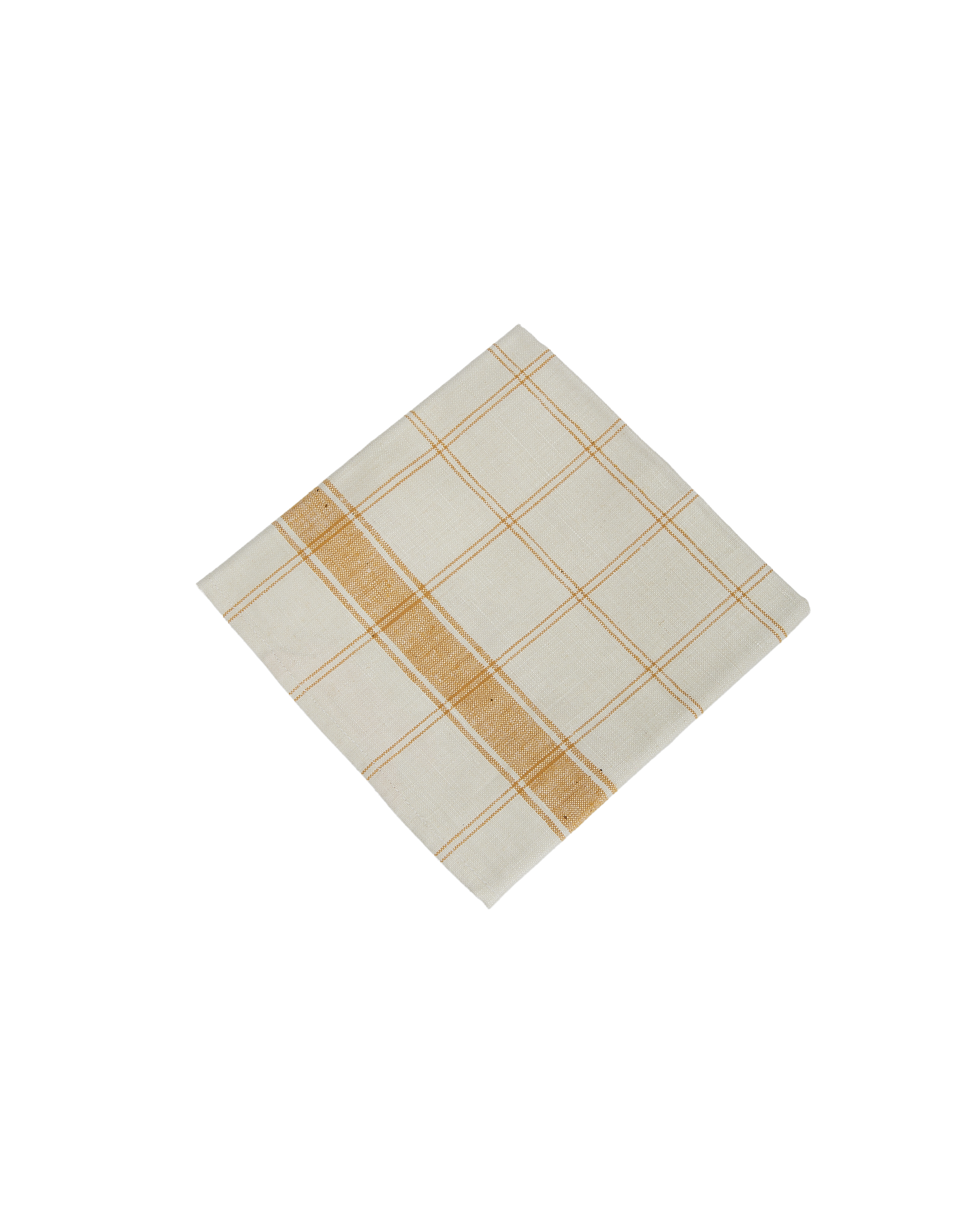 Vintage Swedish yellow and ivory checked utility towel, folded neatly, showcasing the classic pattern.