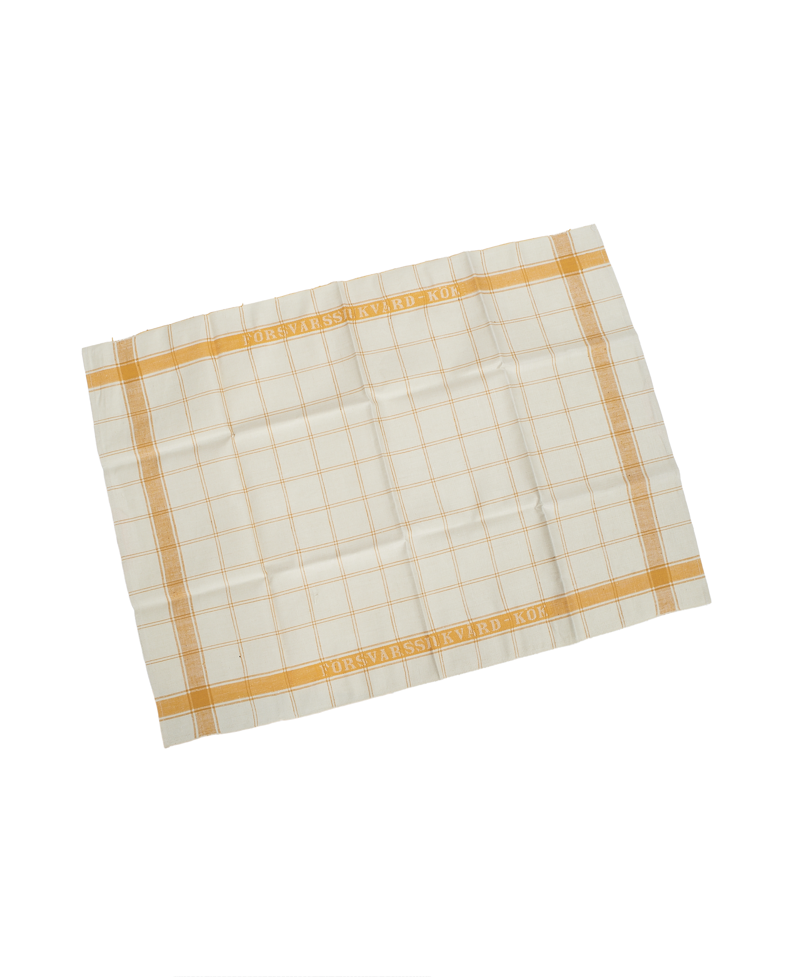 Vintage Swedish yellow check utility towel, showcasing unique 