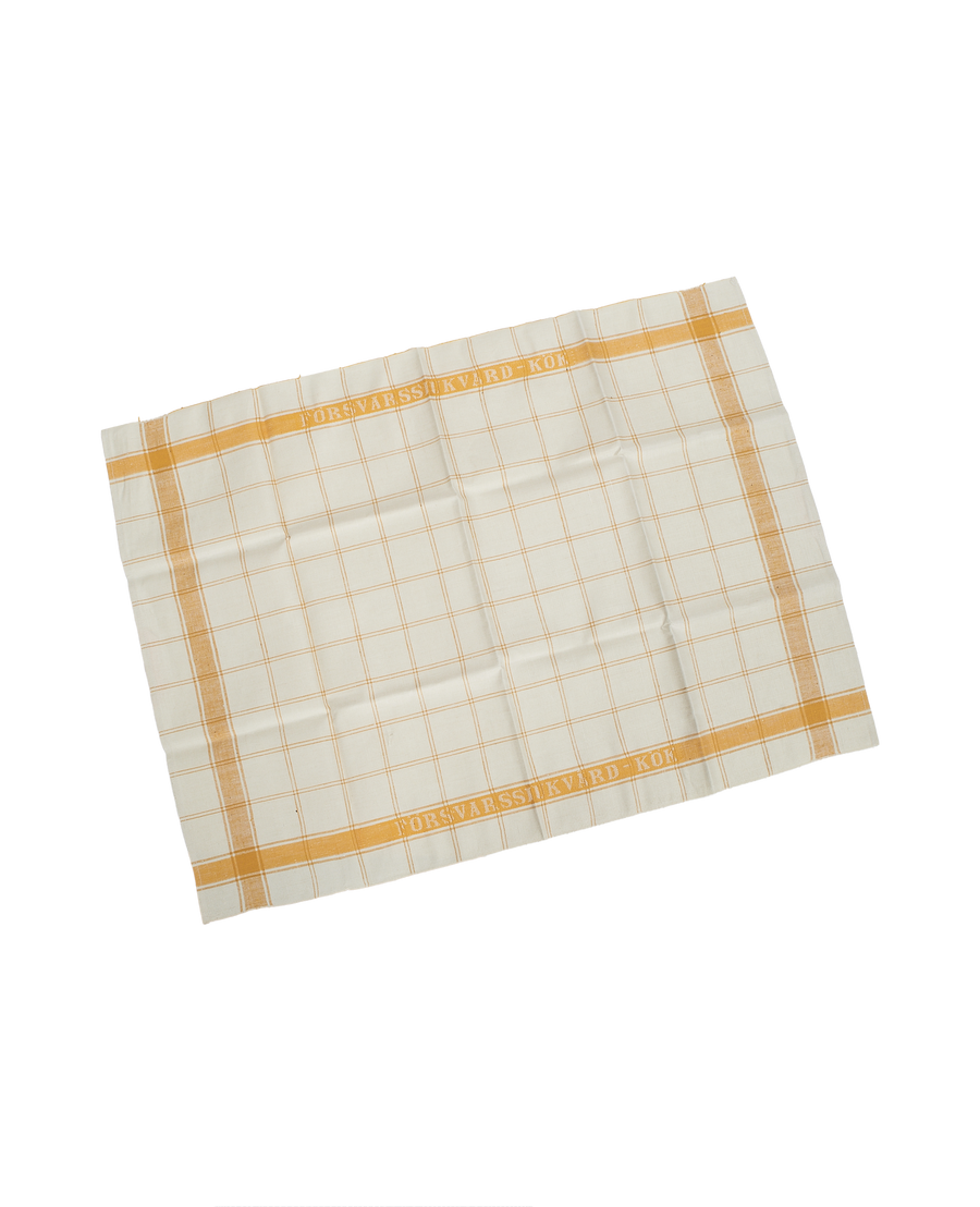 Vintage Swedish yellow check utility towel, showcasing unique 