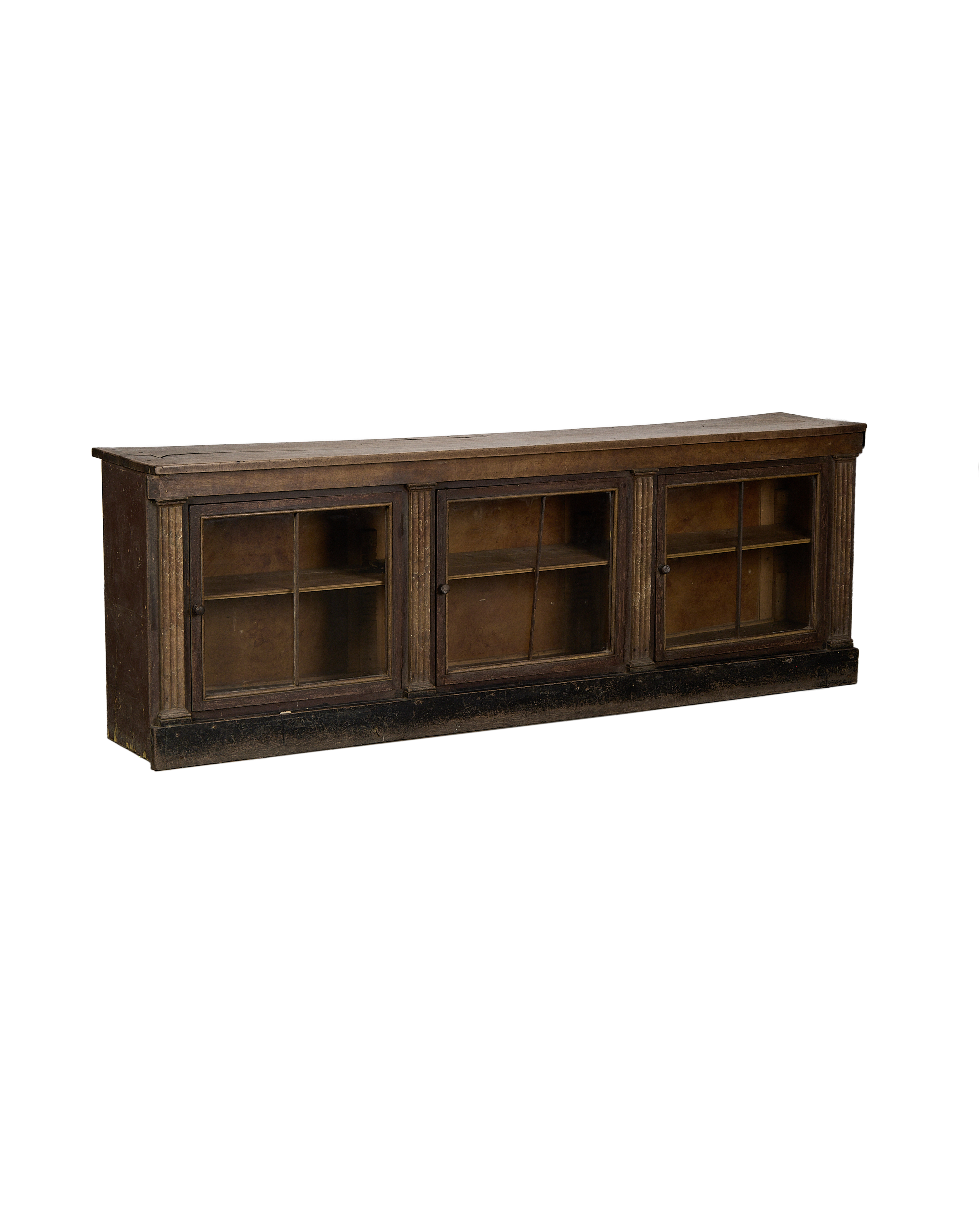 Vintage French oak sideboard, showing front and left side profile.