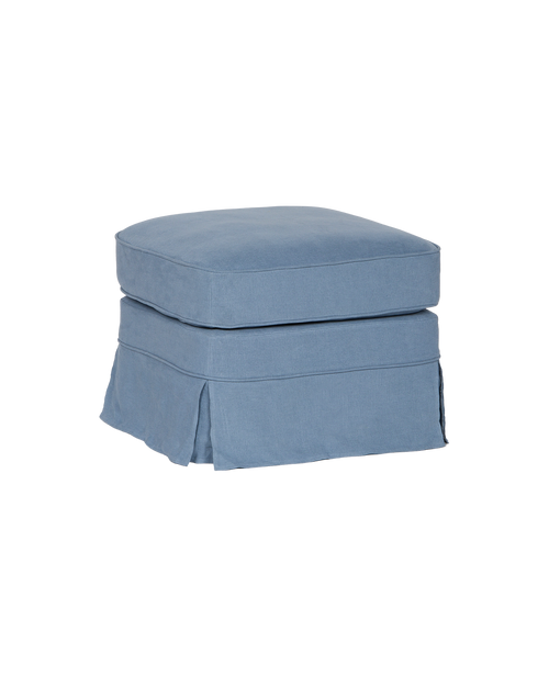 Maud Slipcover Ottoman - Cornflower