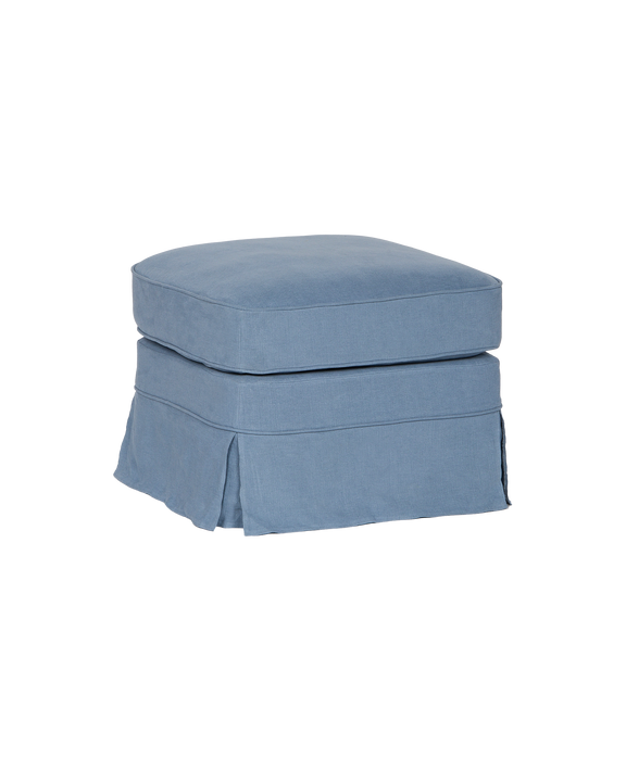 Maud Slipcover Ottoman - Cornflower