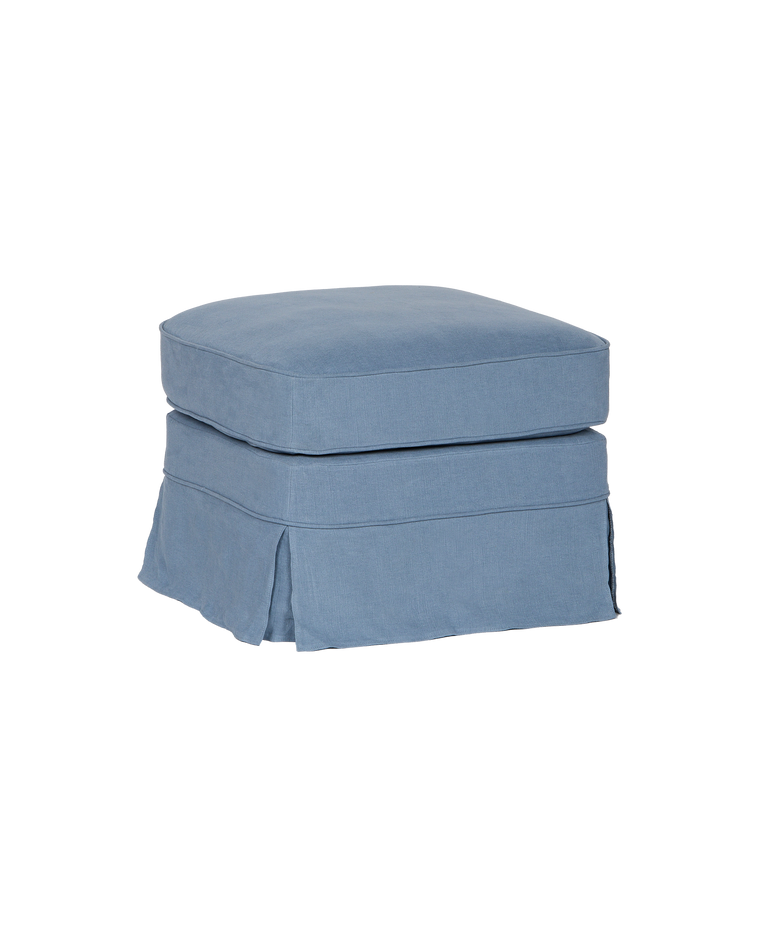 Maud Slipcover Ottoman - Cornflower
