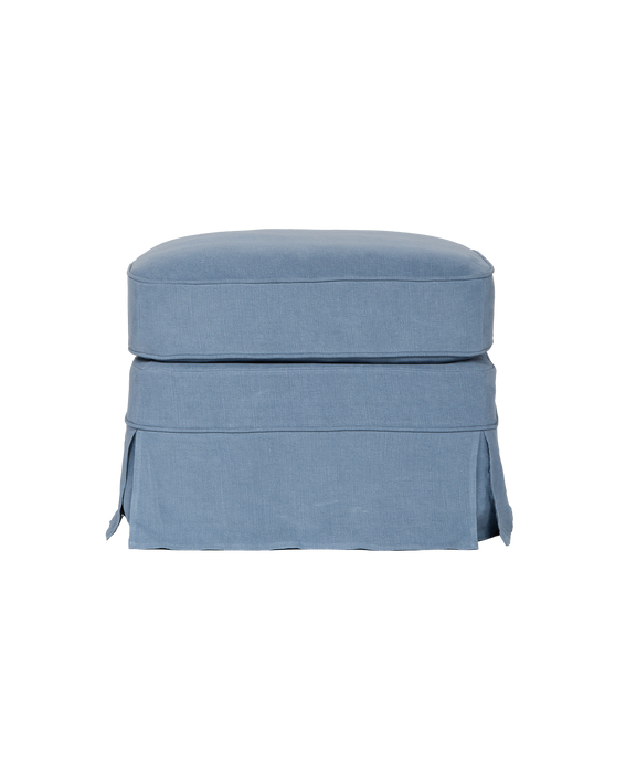 Maud Slipcover Ottoman - Cornflower