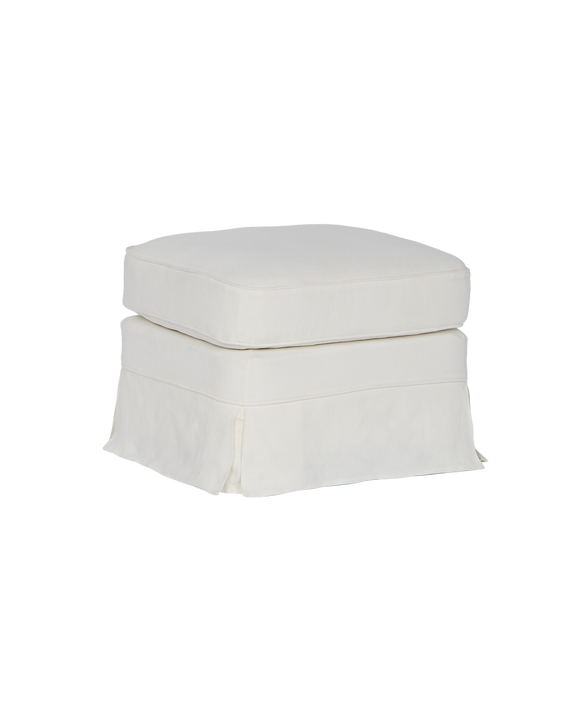 Maud Slipcover Ottoman - Ivory