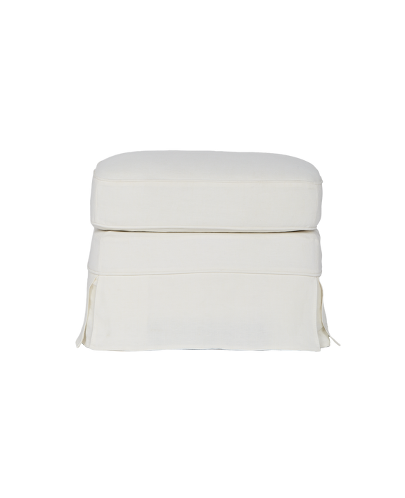 Maud Slipcover Ottoman - Ivory