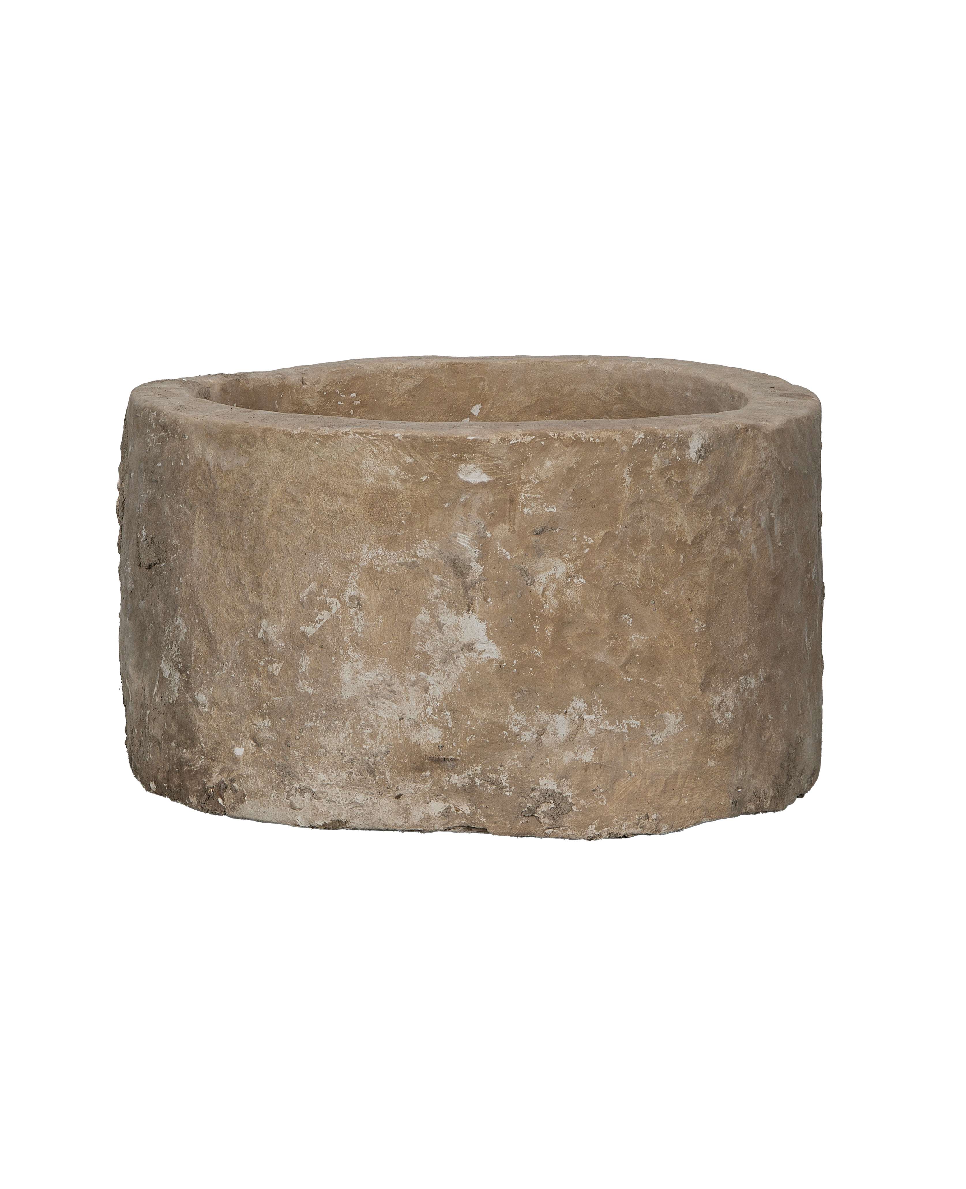 Vintage Indonesian limestone trough, oblong, showcasing aged oak texture and uneven, antique condition.