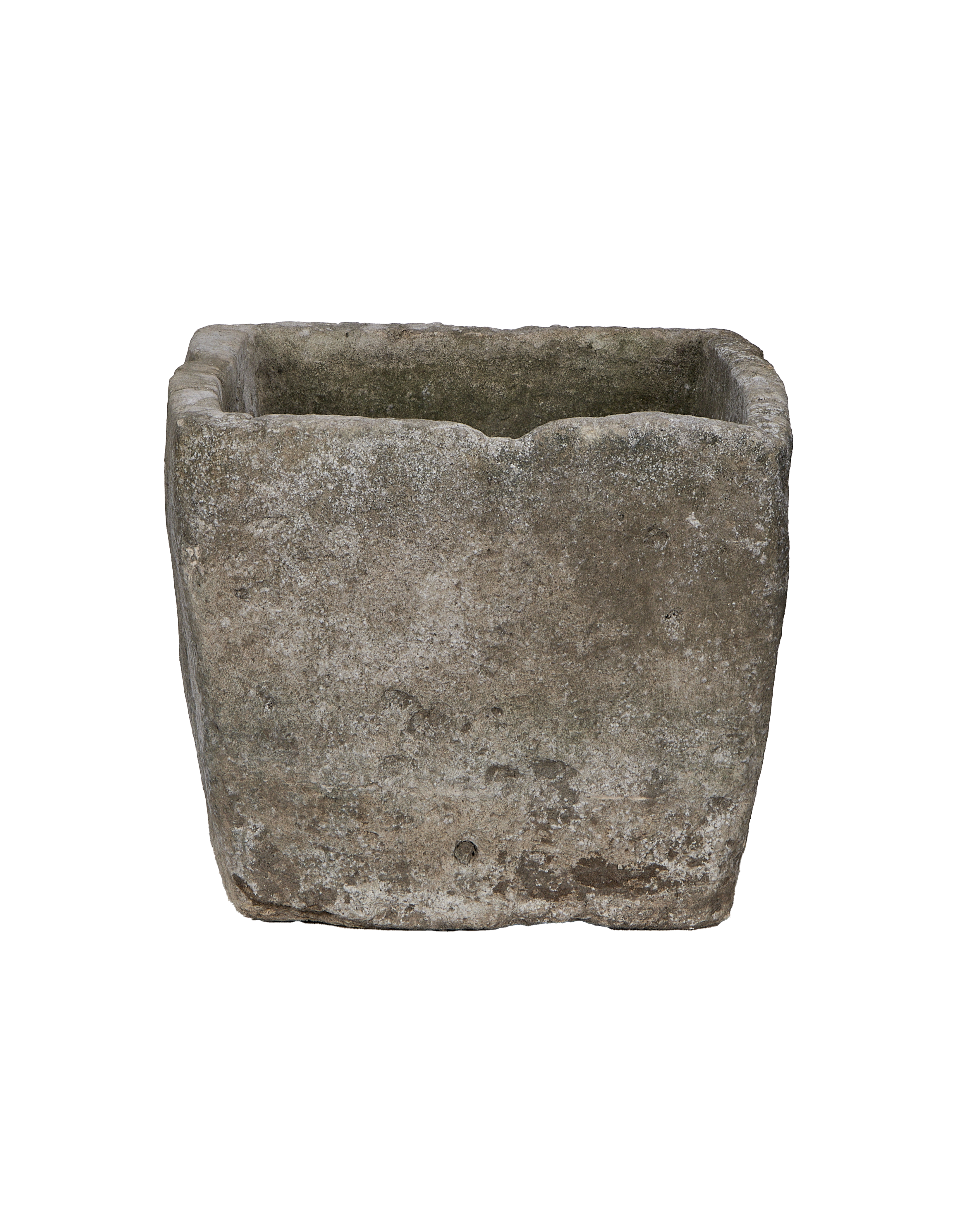 Vintage, rectangular Indonesian limestone trough with weathered grey-green texture, showcasing unique character.