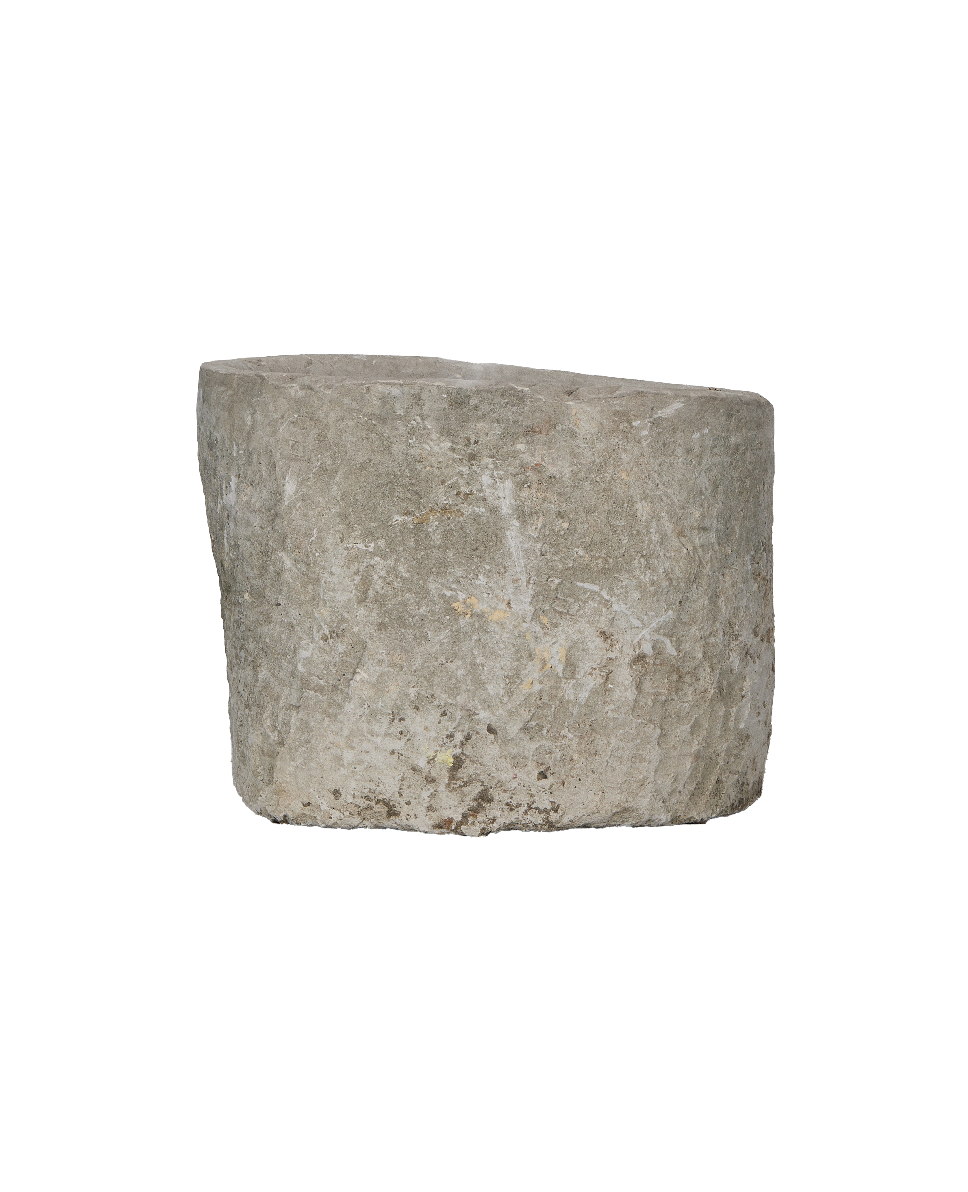 Vintage Indonesian limestone trough, showing weathered side texture with natural imperfections.