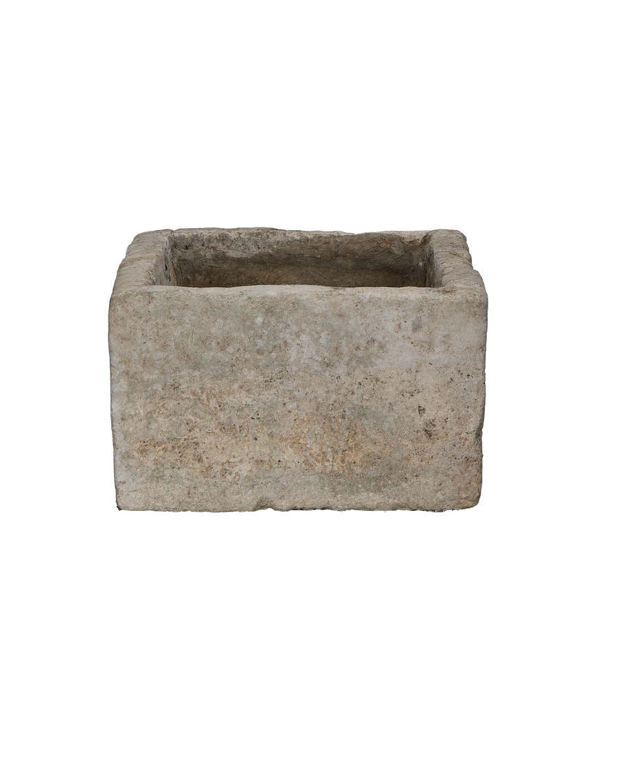 Vintage Indonesian limestone trough, showing distinct rectangular form and aged surface texture.