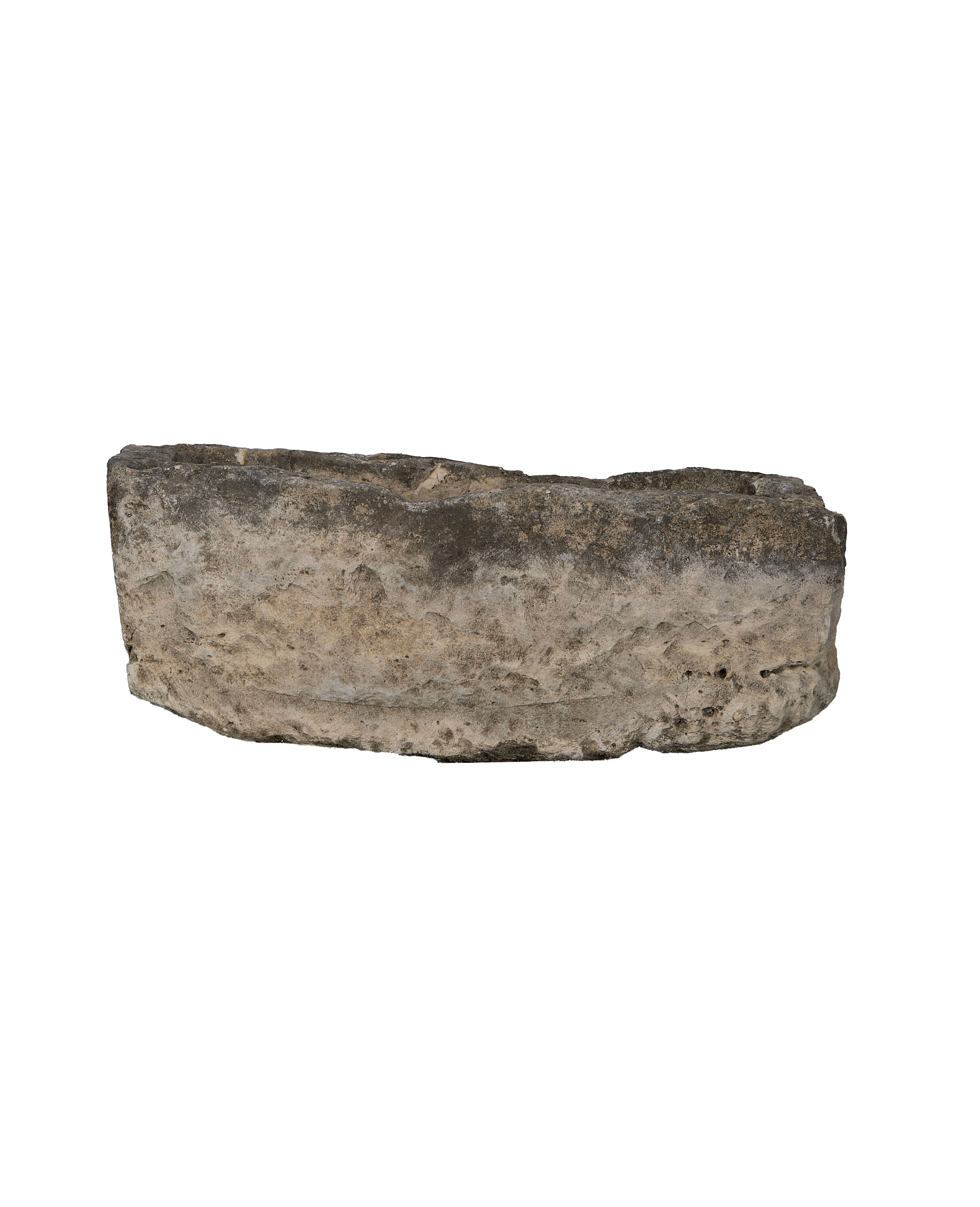 Vintage rectangular Indonesian OAK limestone trough with weathered, textured surface.