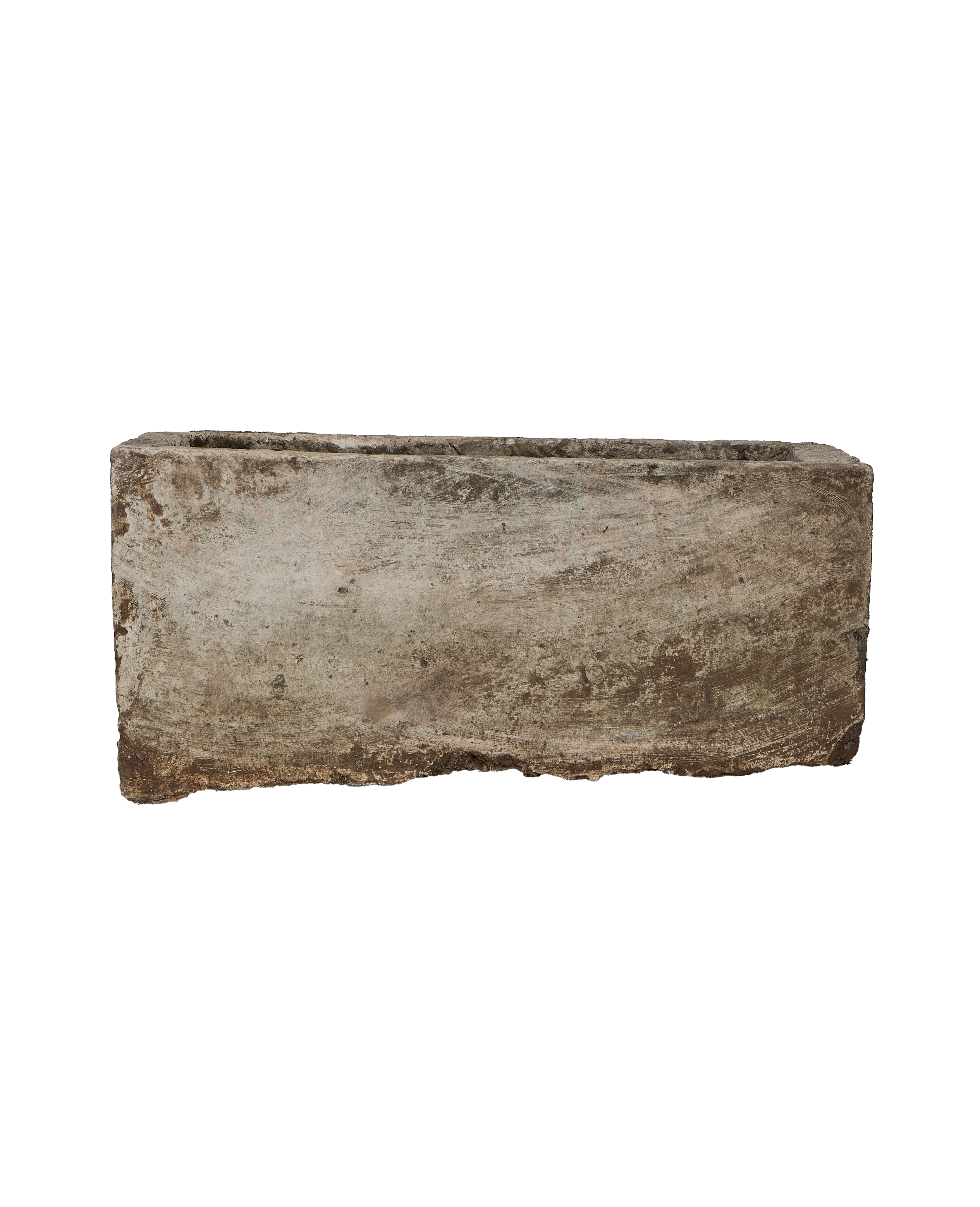 Vintage Indonesian rectangular limestone trough, showing distressed rough textured surface.